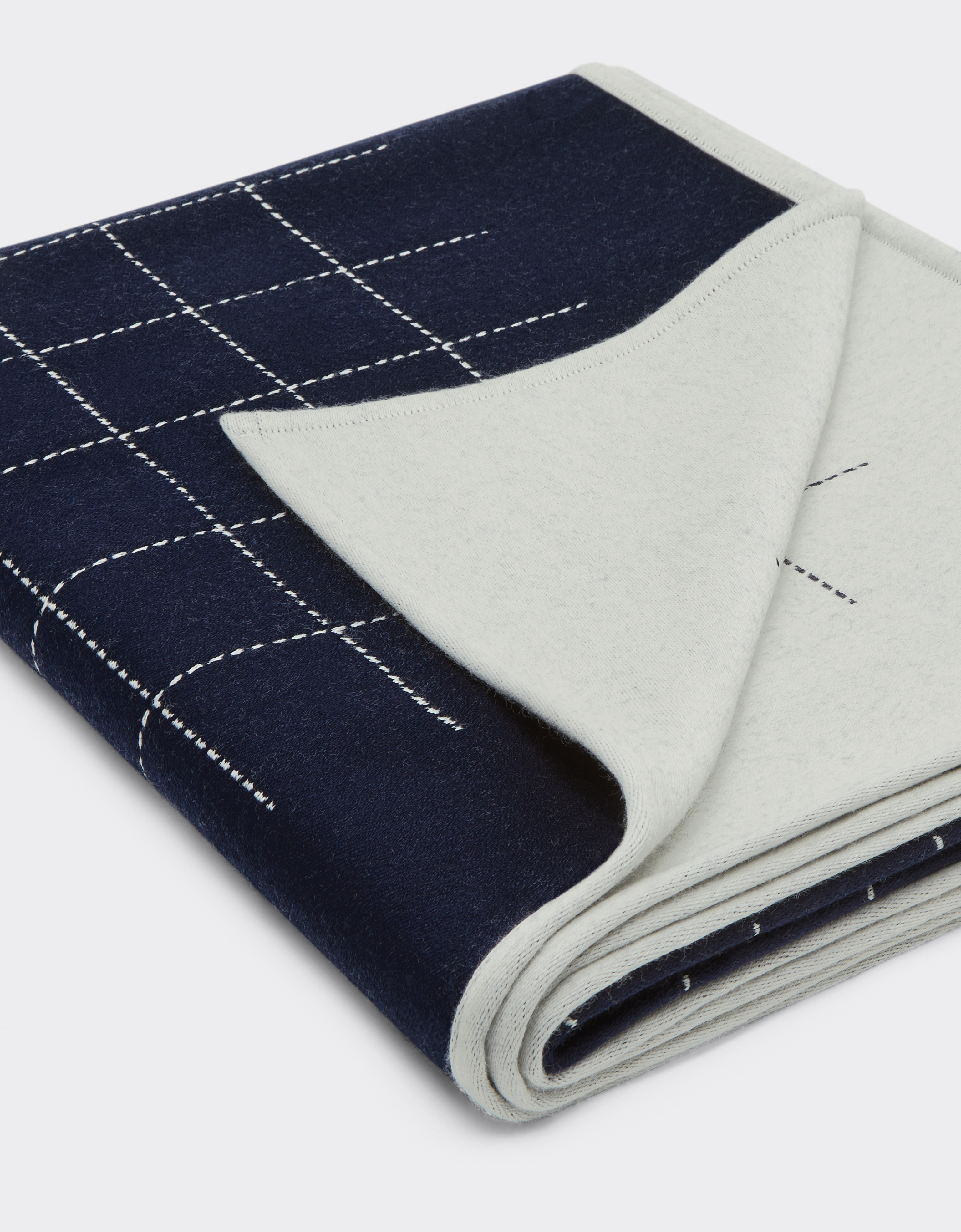 Ferrari Two-tone Wool Blanket In Blue