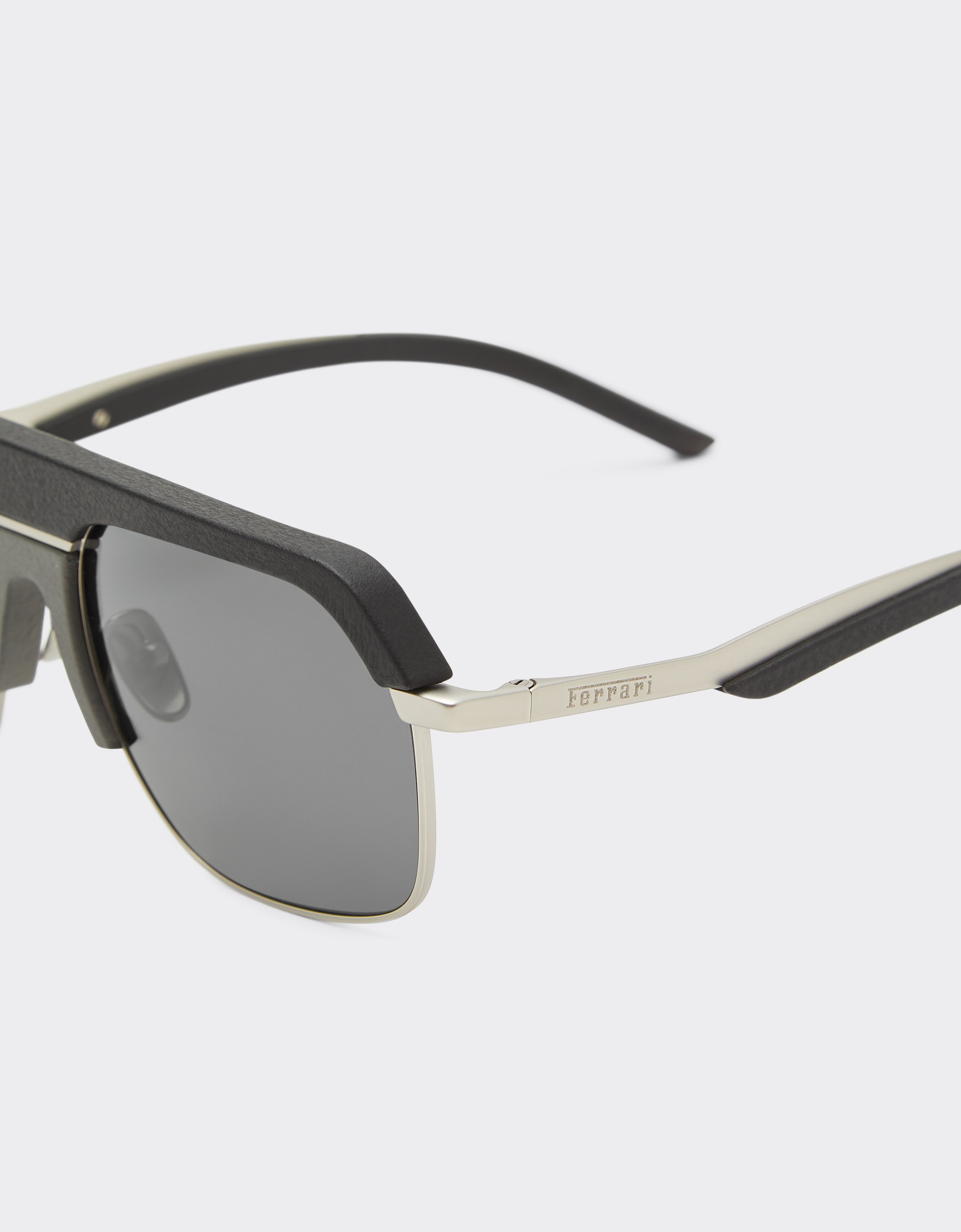Ferrari Sunglasses In Matte Silver Metal With Gray Polarized Lenses In Black