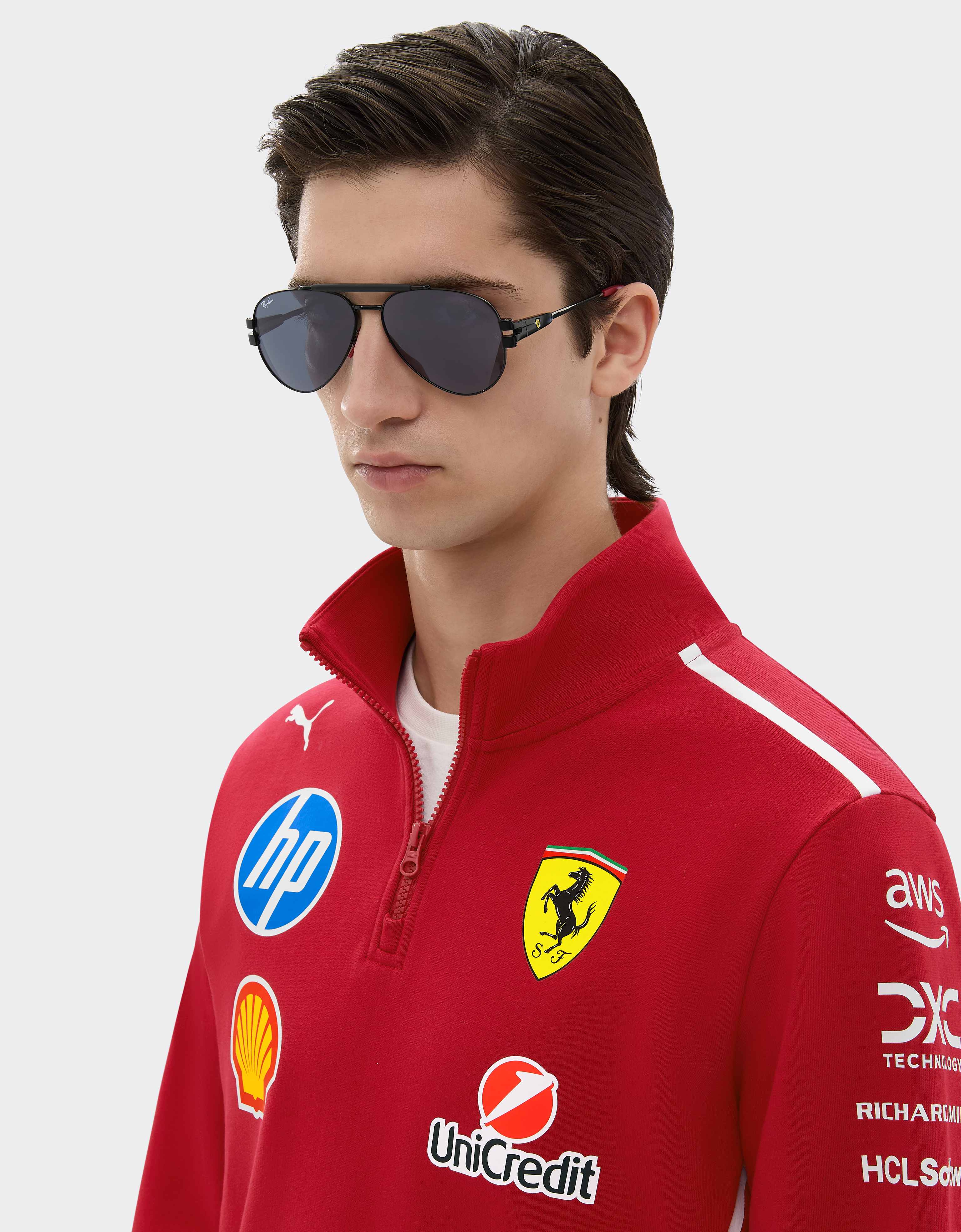  Ferrari Ray-ban For Scuderia Ferrari Rb3762m En Métal Noir Avec Des Lentilles Gris Foncé -  Lunettes De Soleil Noir Os 