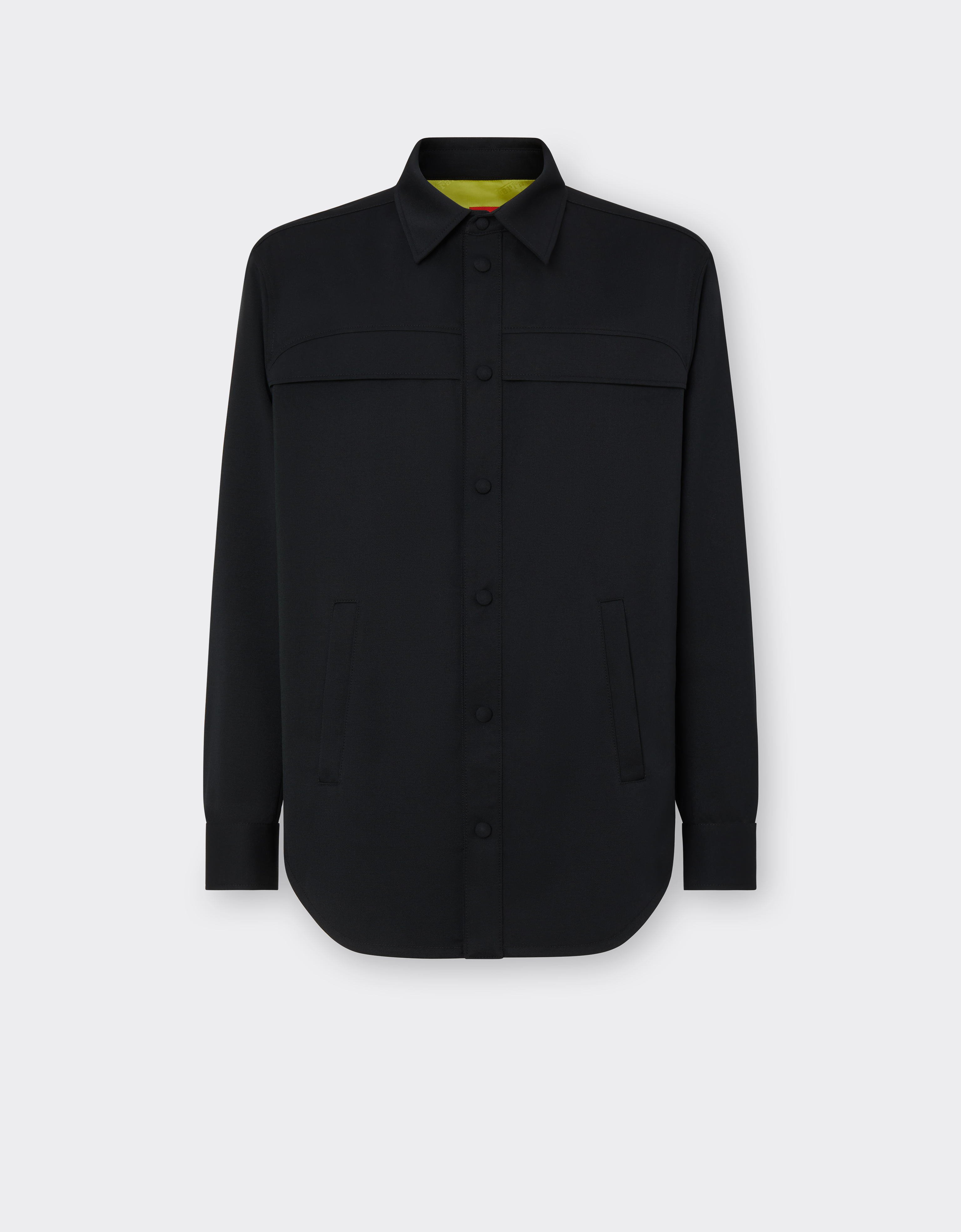 Shop Ferrari Overshirt In Wool And Nylon In Black