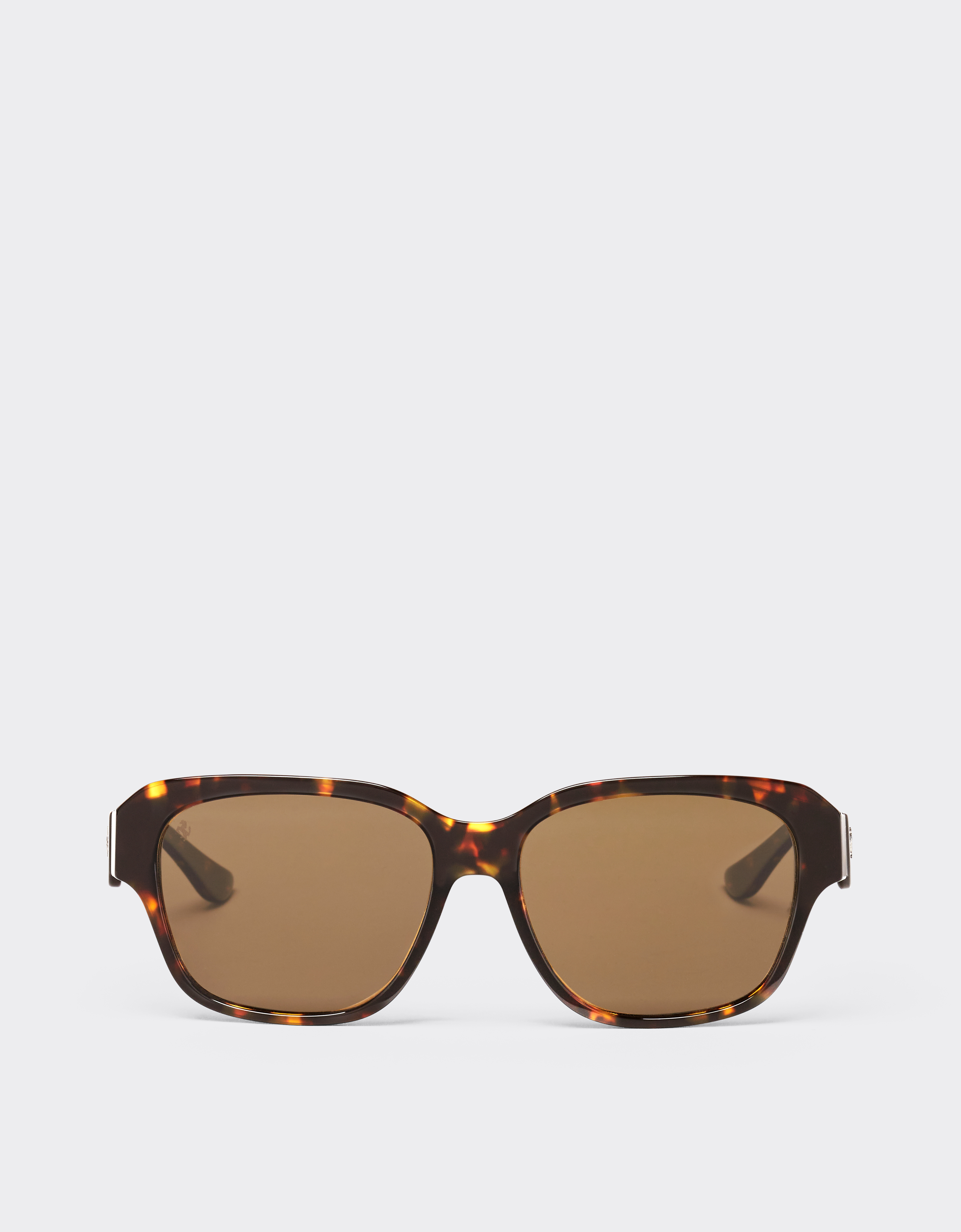 Ferrari Unisex Yellow Sunglasses In Tortoiseshell Acetate With Polarised Brown Lenses - Collection Os
