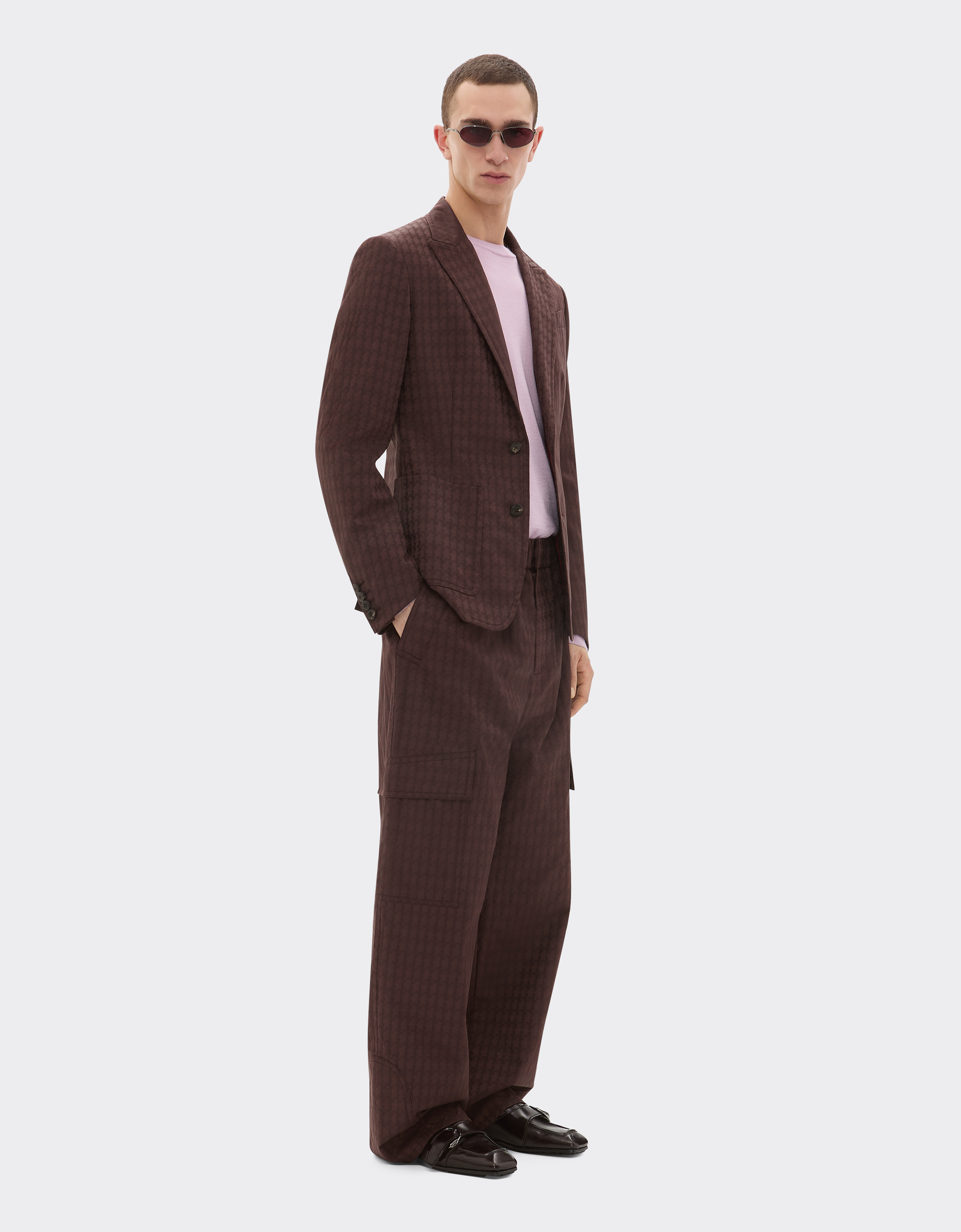  Ferrari Blazer Q-cycle® De Sarga De Algodón Con Botonadura Sencilla - Male Chaquetas Y Prendas De Abrigo Caoba 48 