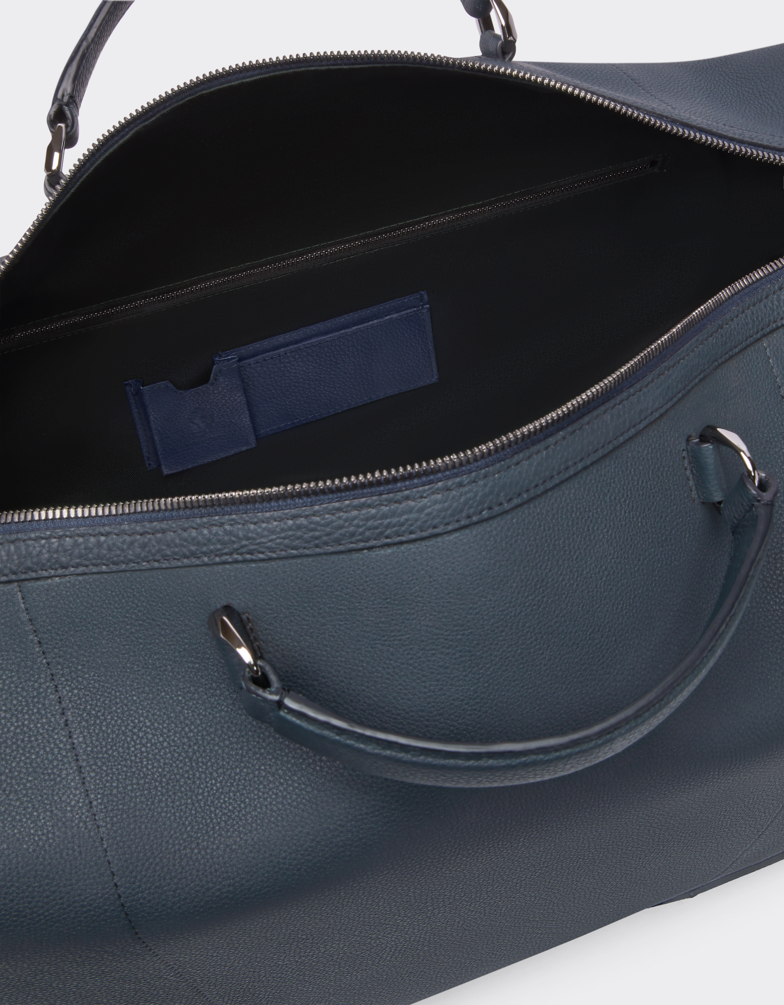 Ferrari Leather  Gt Bag, Weekender Model In Navy