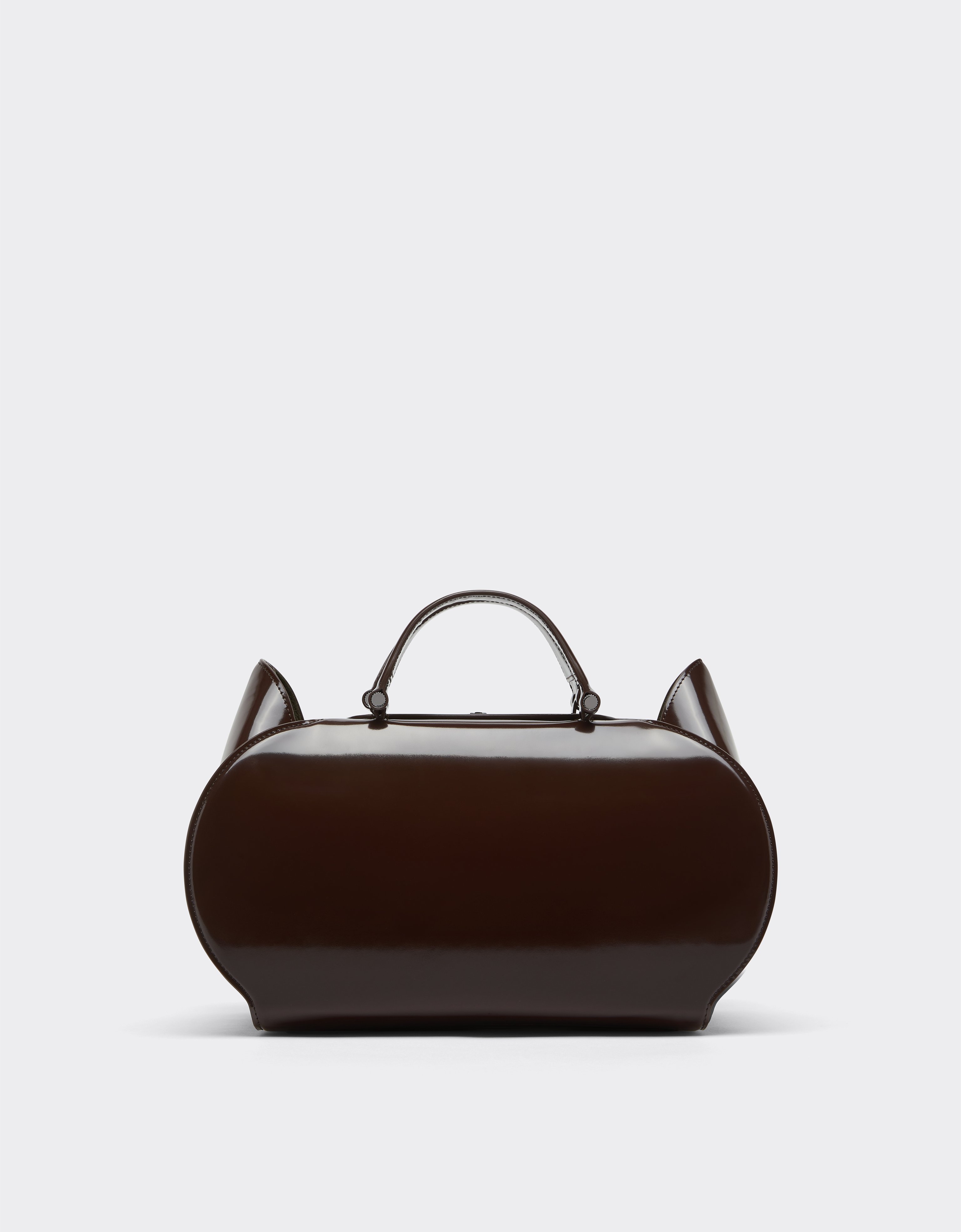 Ferrari Dino Bowling Bag In Shiny Leather In Brown