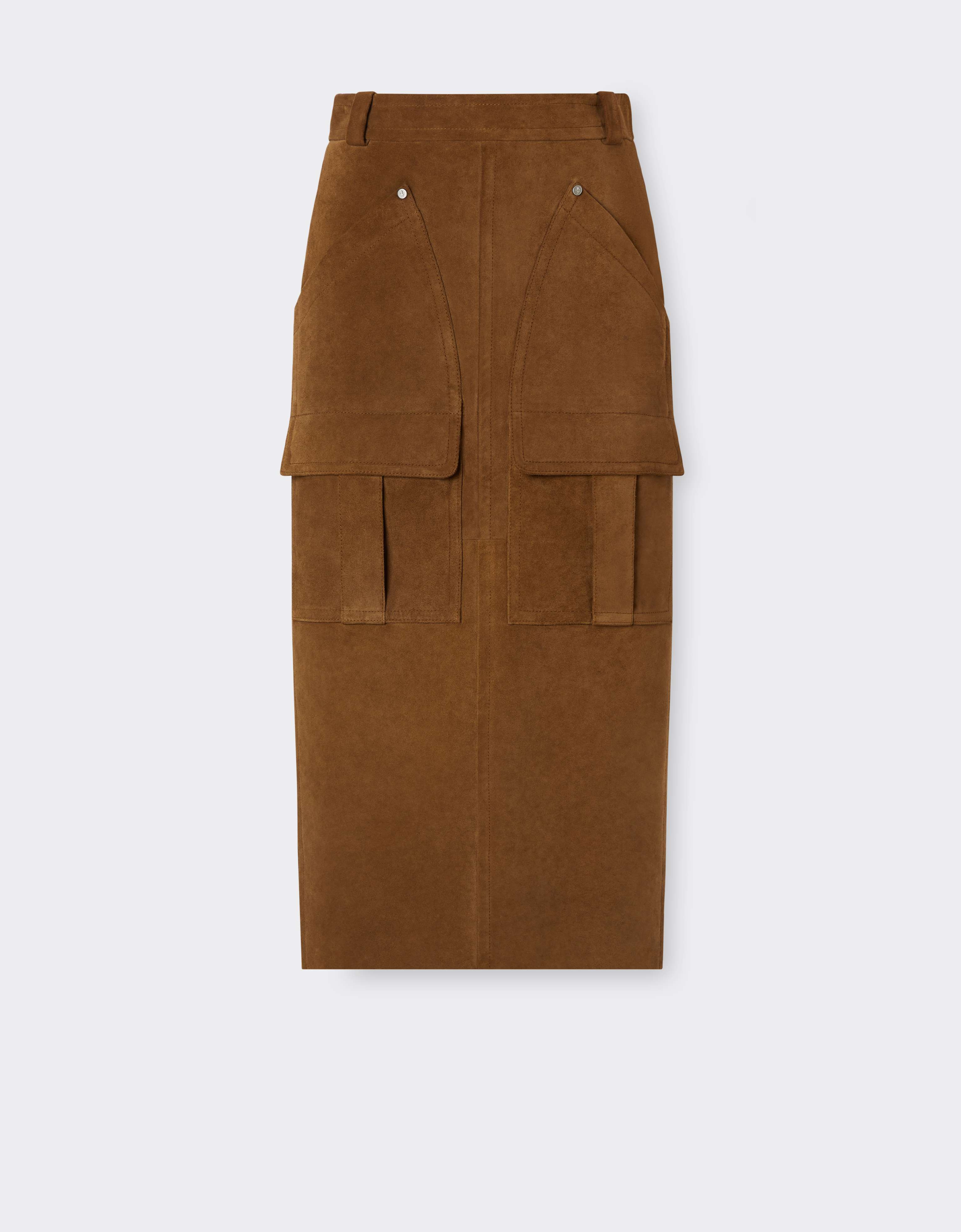 Ferrari Suede Skirt With Pockets In Brown