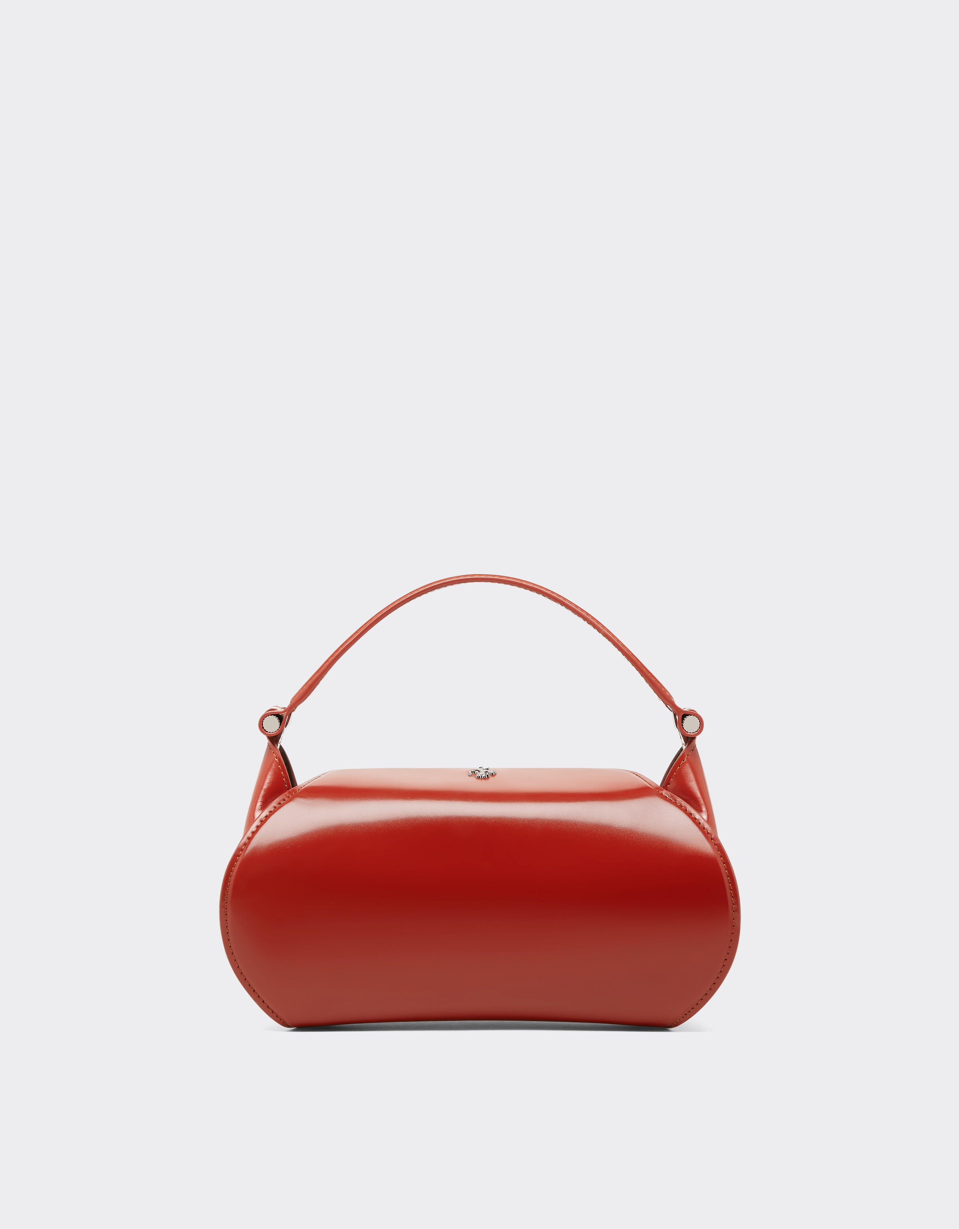 Ferrari Dino Bag With Shoulder Strap In Shiny Leather In Maison Red