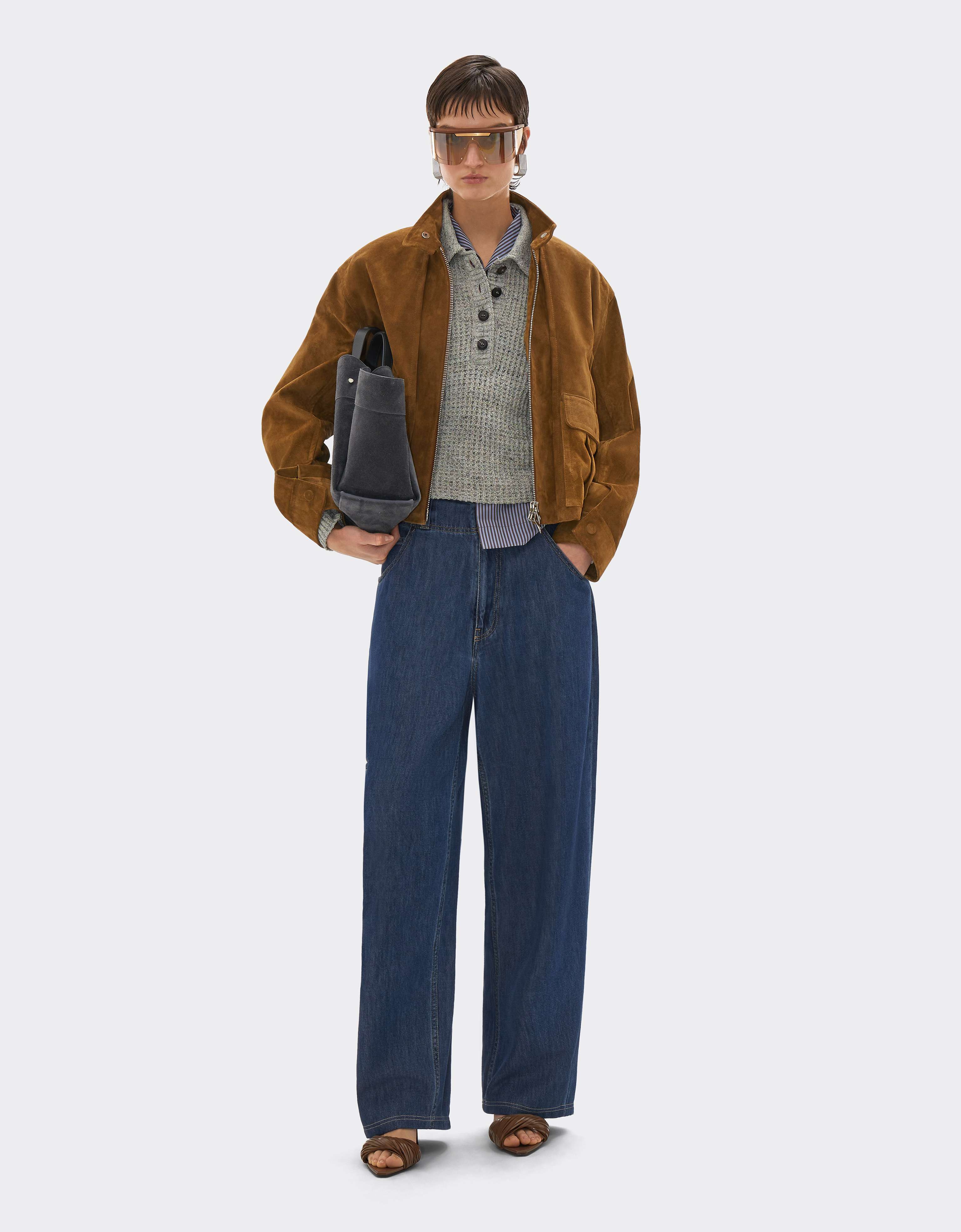  Ferrari Blouson Aus Wildleder Mit übergroßen Schultern - Female Ready To Wear Caffè 40 