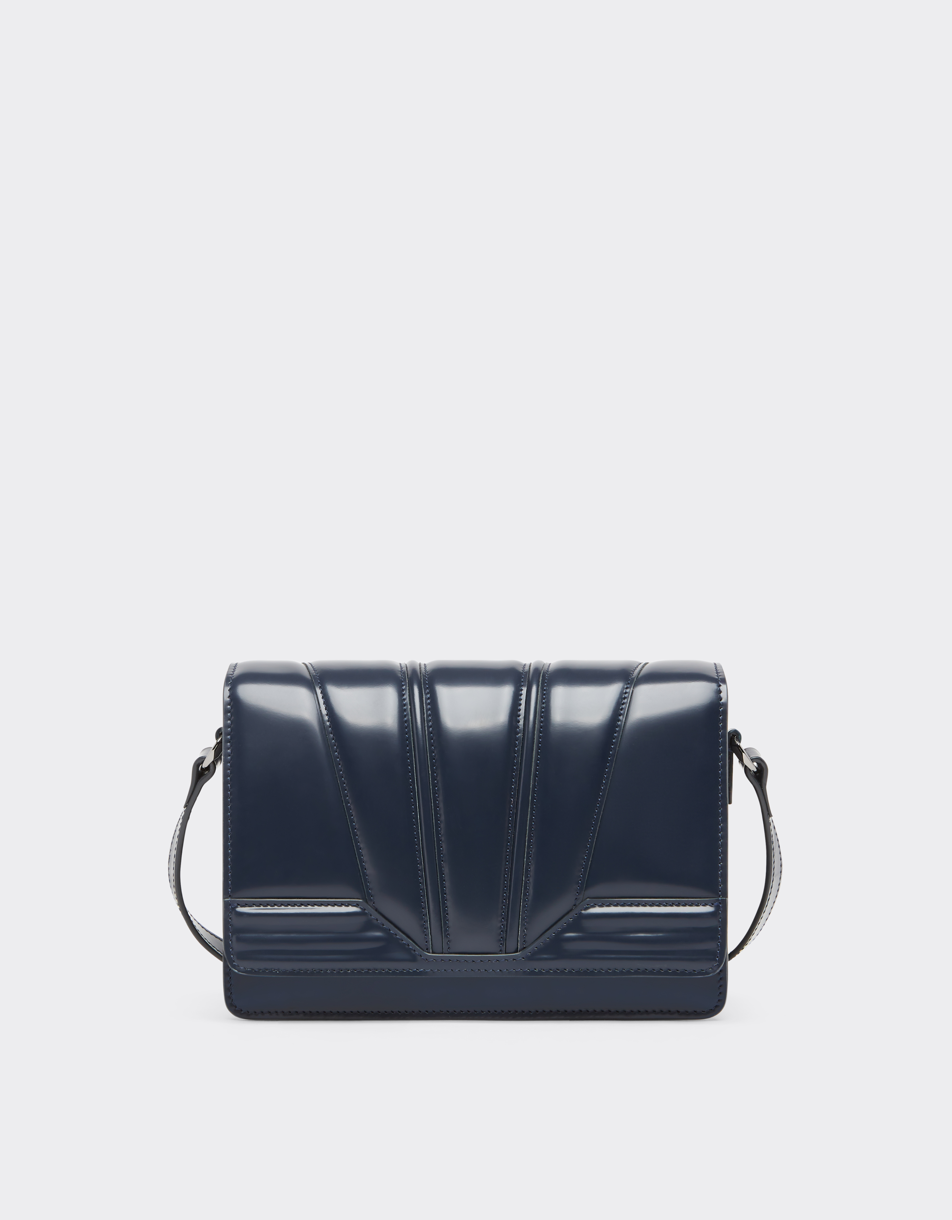 Ferrari Gt Crossbody Bag In Brushed Leather In Navy