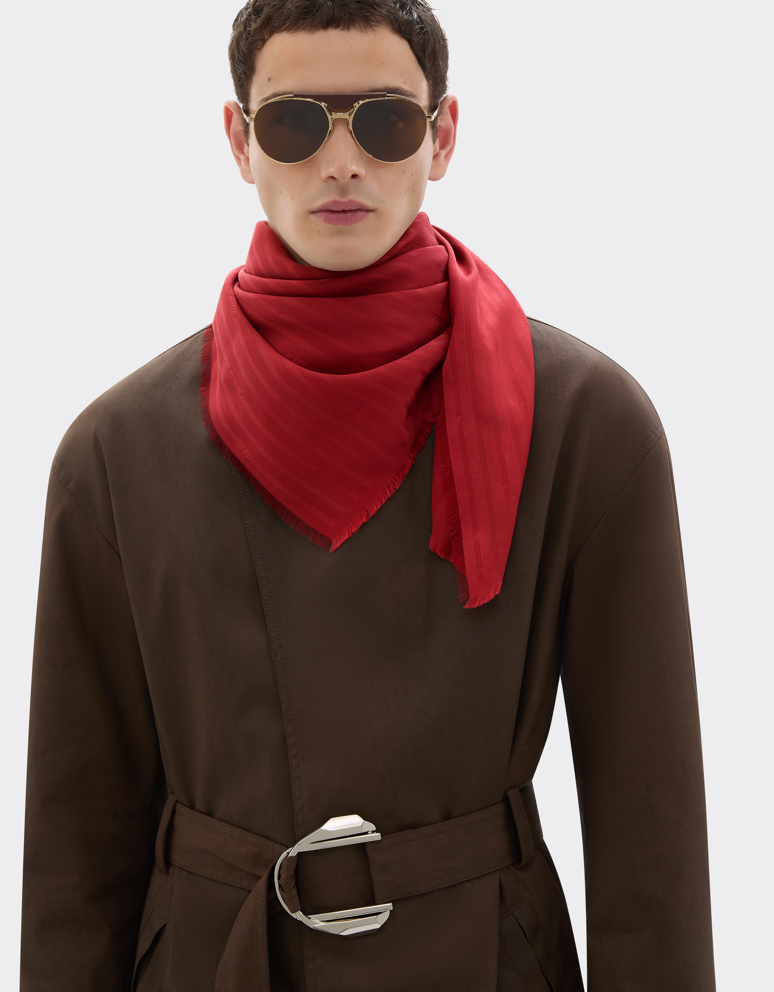 Ferrari Silk Scarf With Micro  Logo