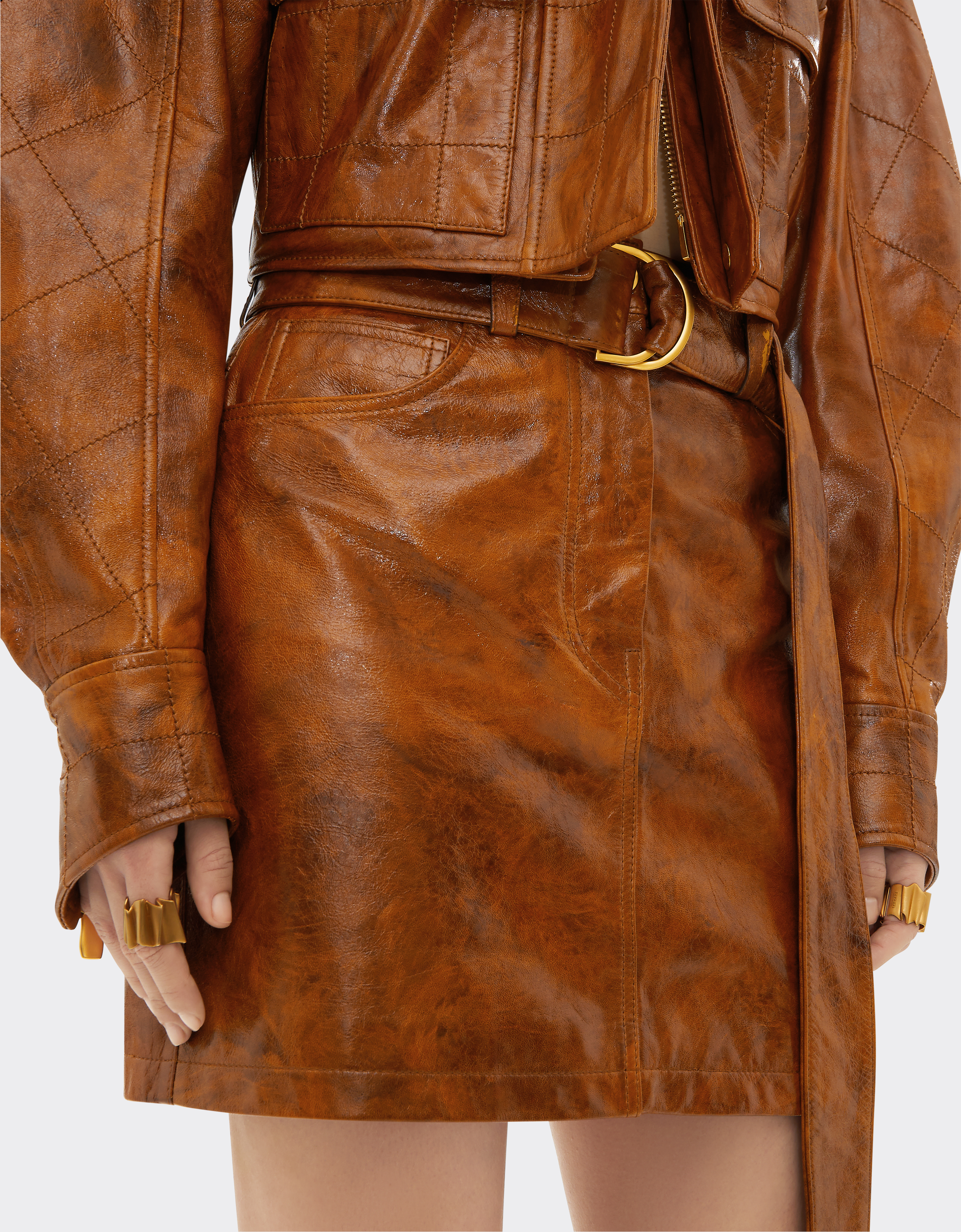 Ferrari Miniskirt In Radica Leather In Hide