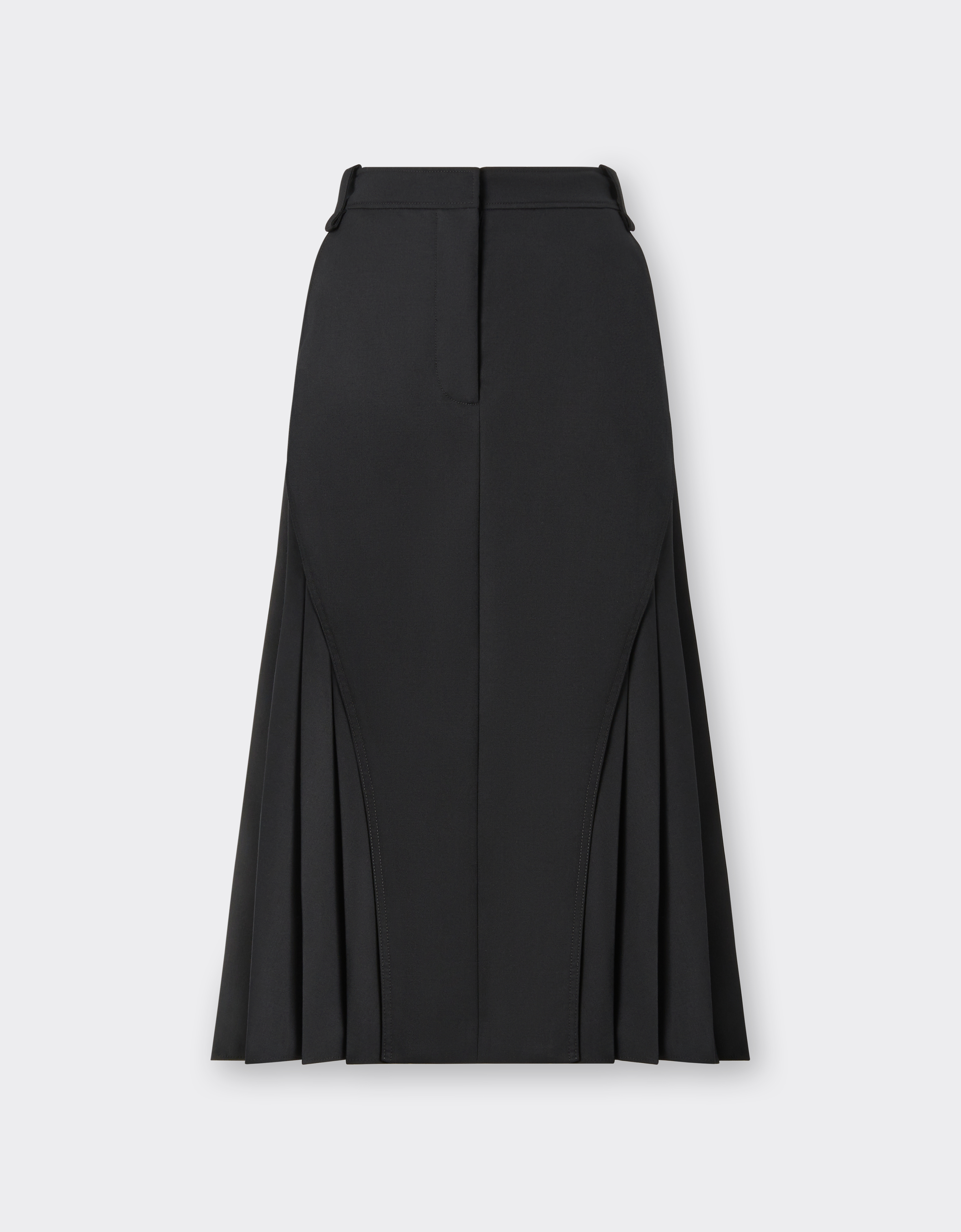 Shop Ferrari Pleated Skirt In Technical Wool In Black
