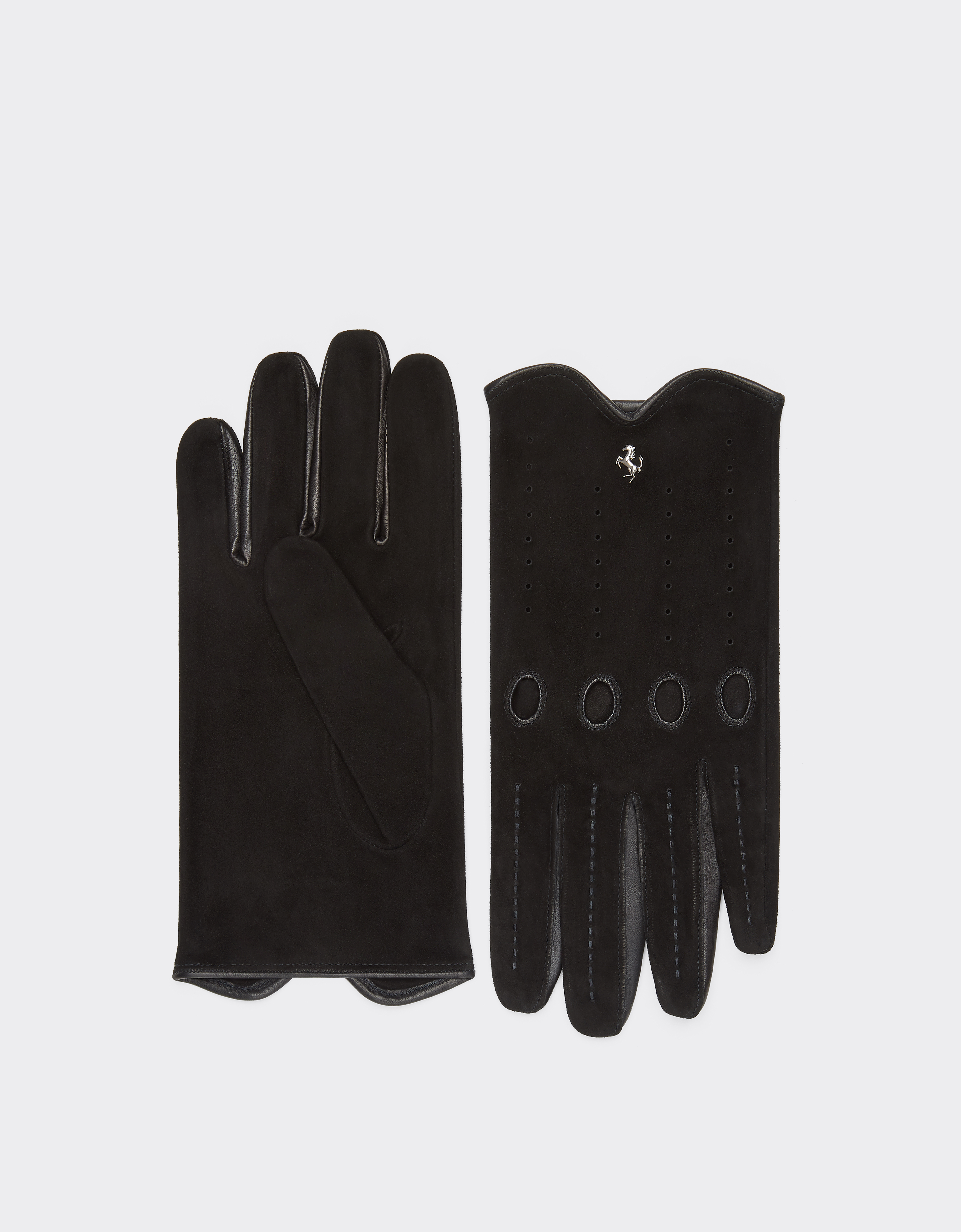 Shop Ferrari Driving Gloves In Nappa Leather And Suede In Black
