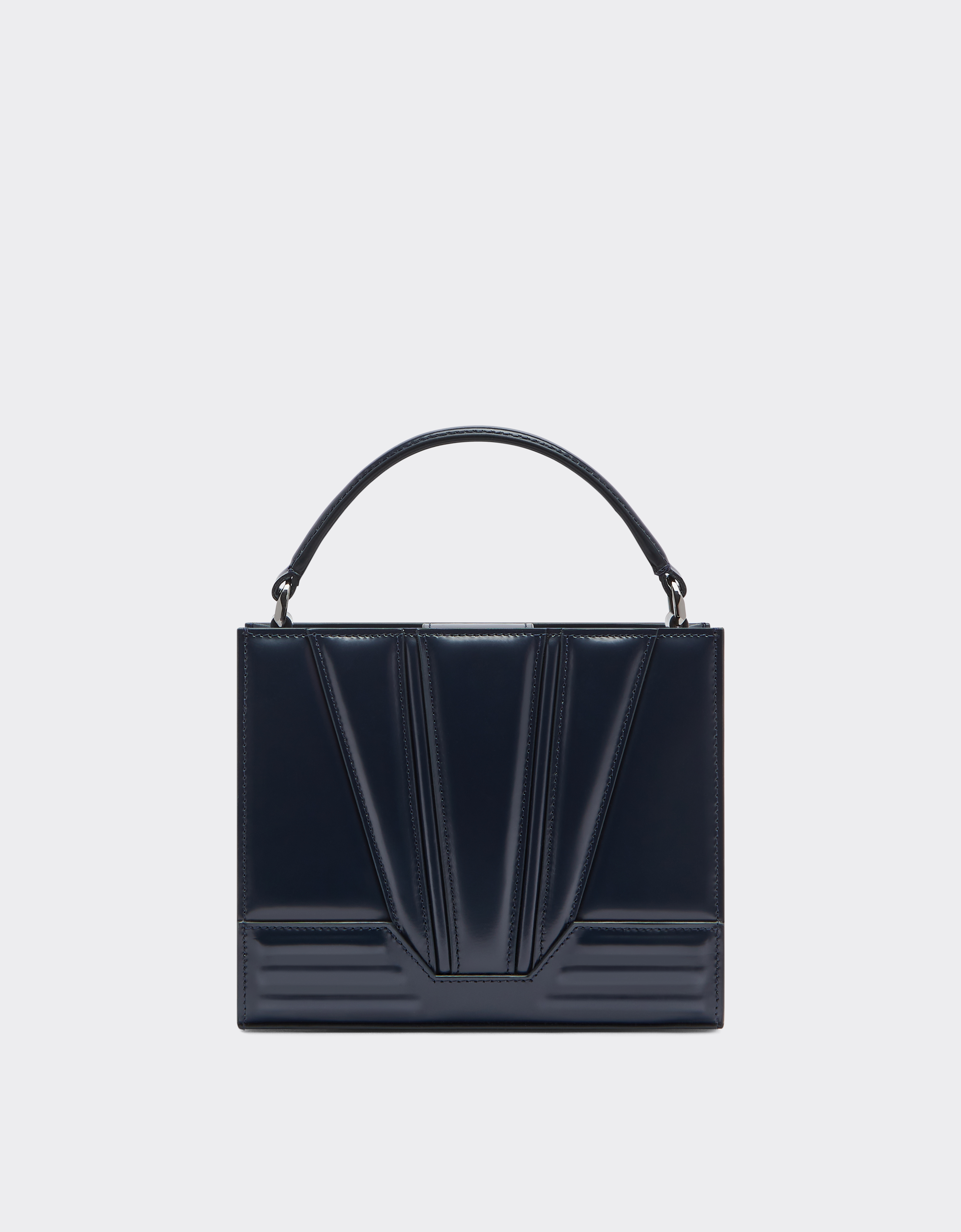 Ferrari Gt Micro Tote Bag In Brushed Leather In Navy