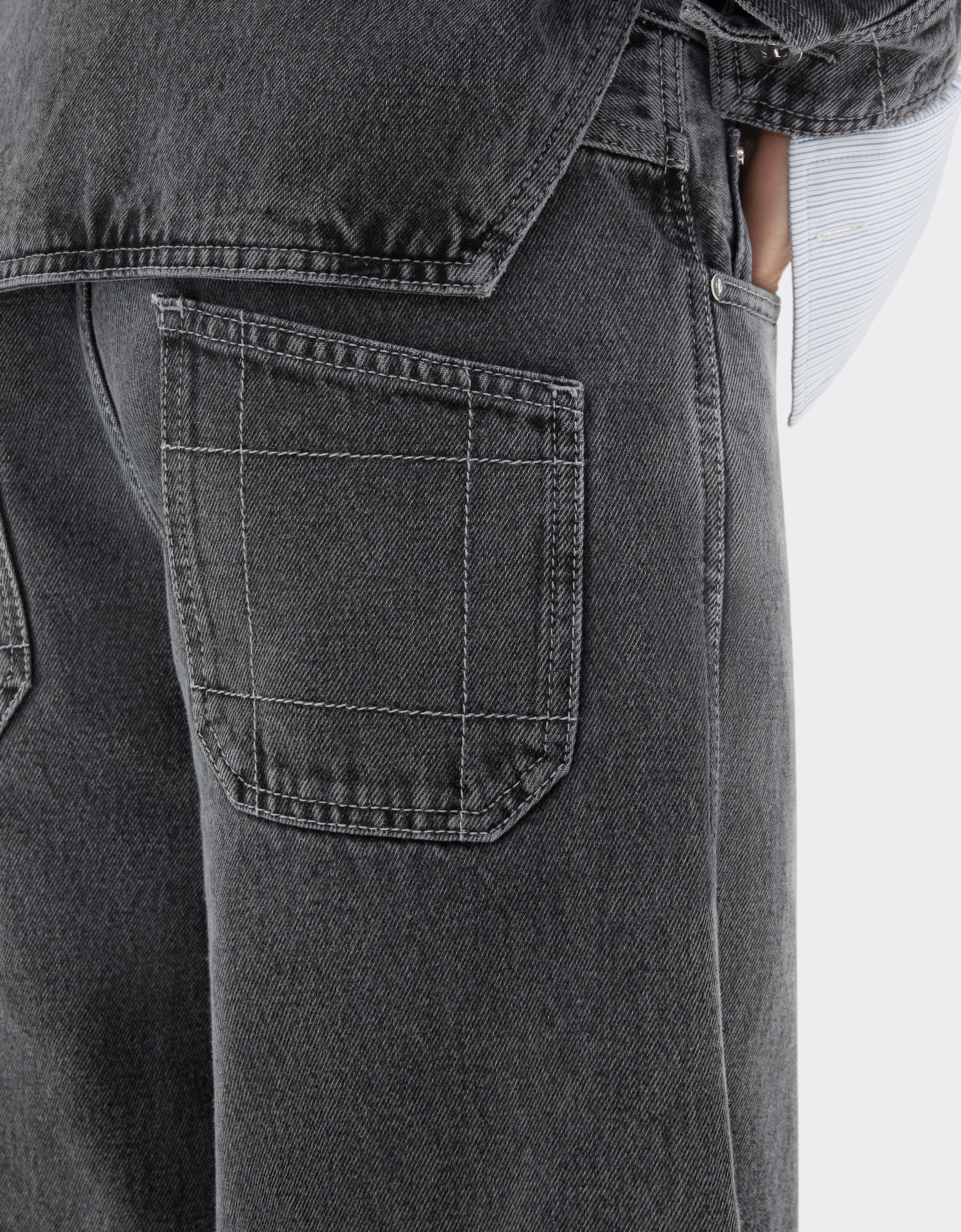 Ferrari Dark Marbled Denim Trousers In Gray