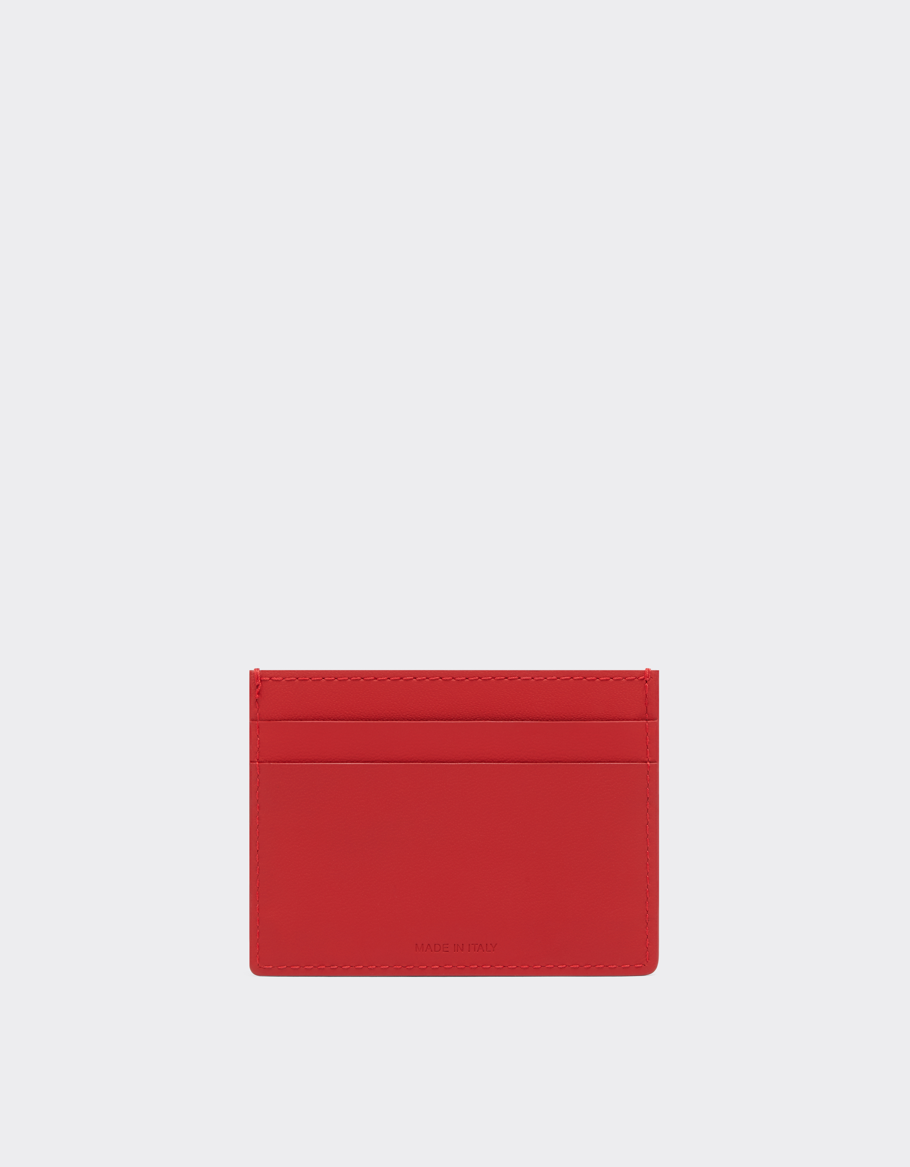 Ferrari Second Life Leather Card Case In Rosso Dino