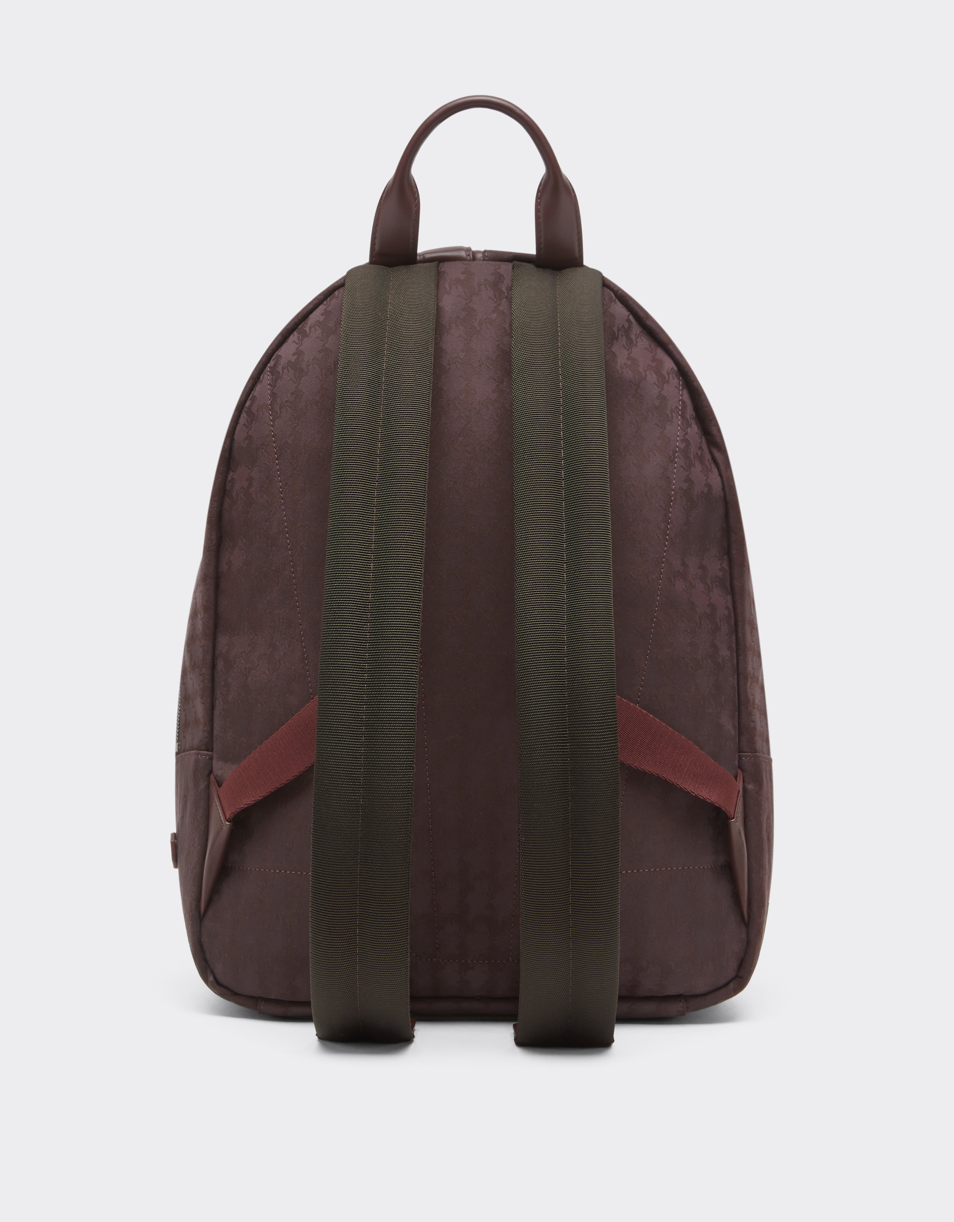 Ferrari Q-cycle® Jacquard Backpack With Cavallino Pattern In Brown