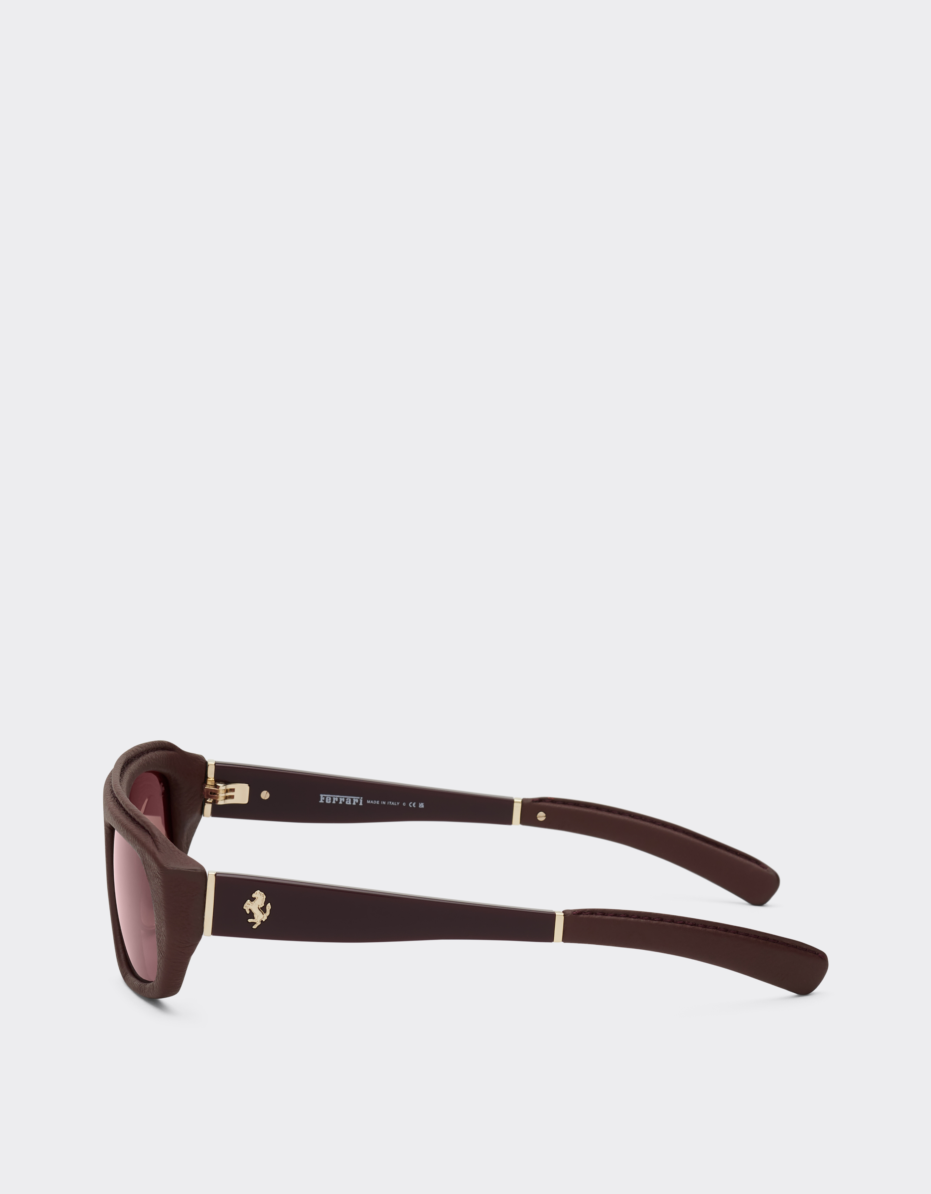 FERRARI FERRARI BROWN FERRARI SUNGLASSES IN ACETATE AND LEATHER WITH EXCLUSIVE CONTRAST PRO™ LENSES 
