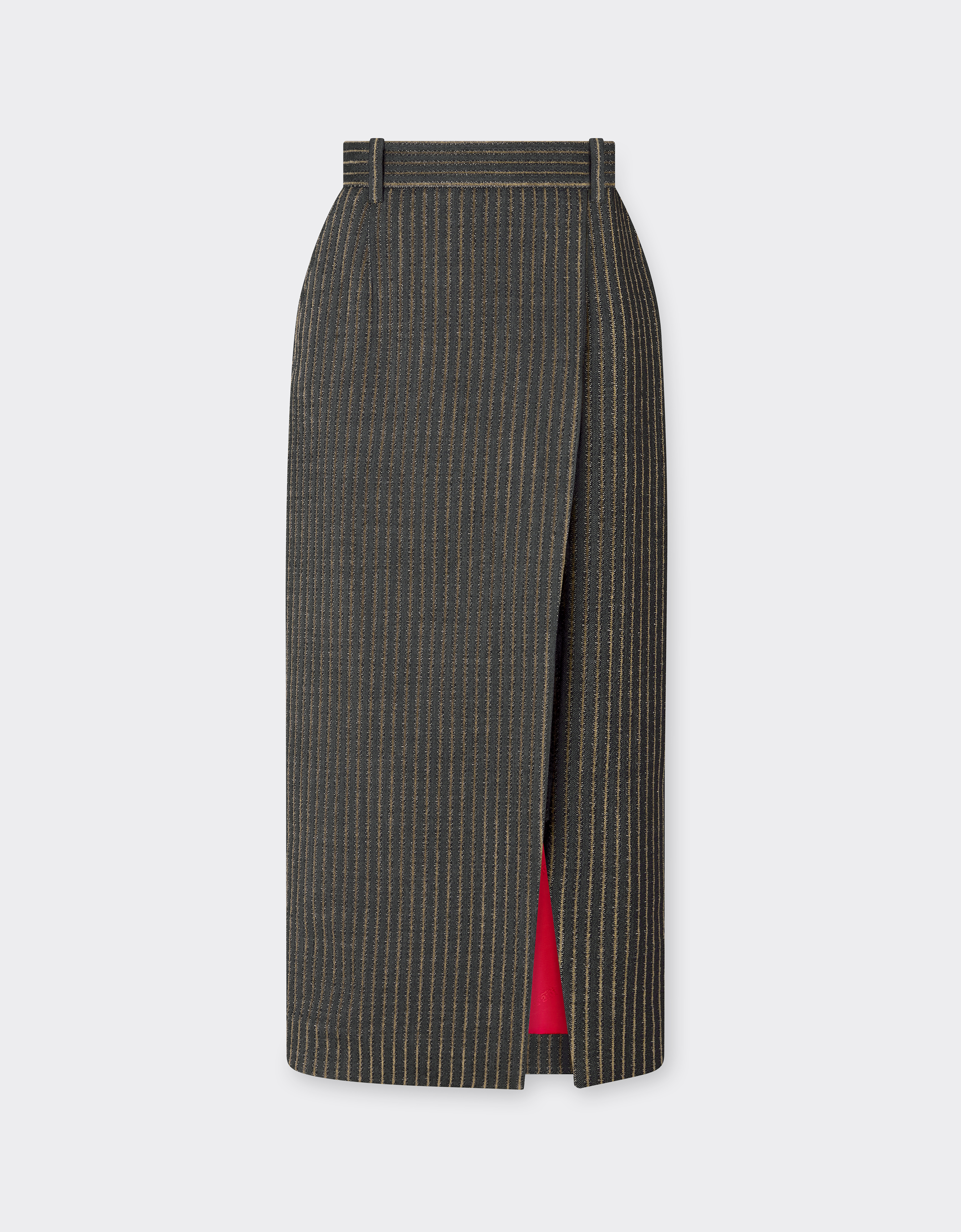 Ferrari Skirt In Pinstripe Wool In Gray