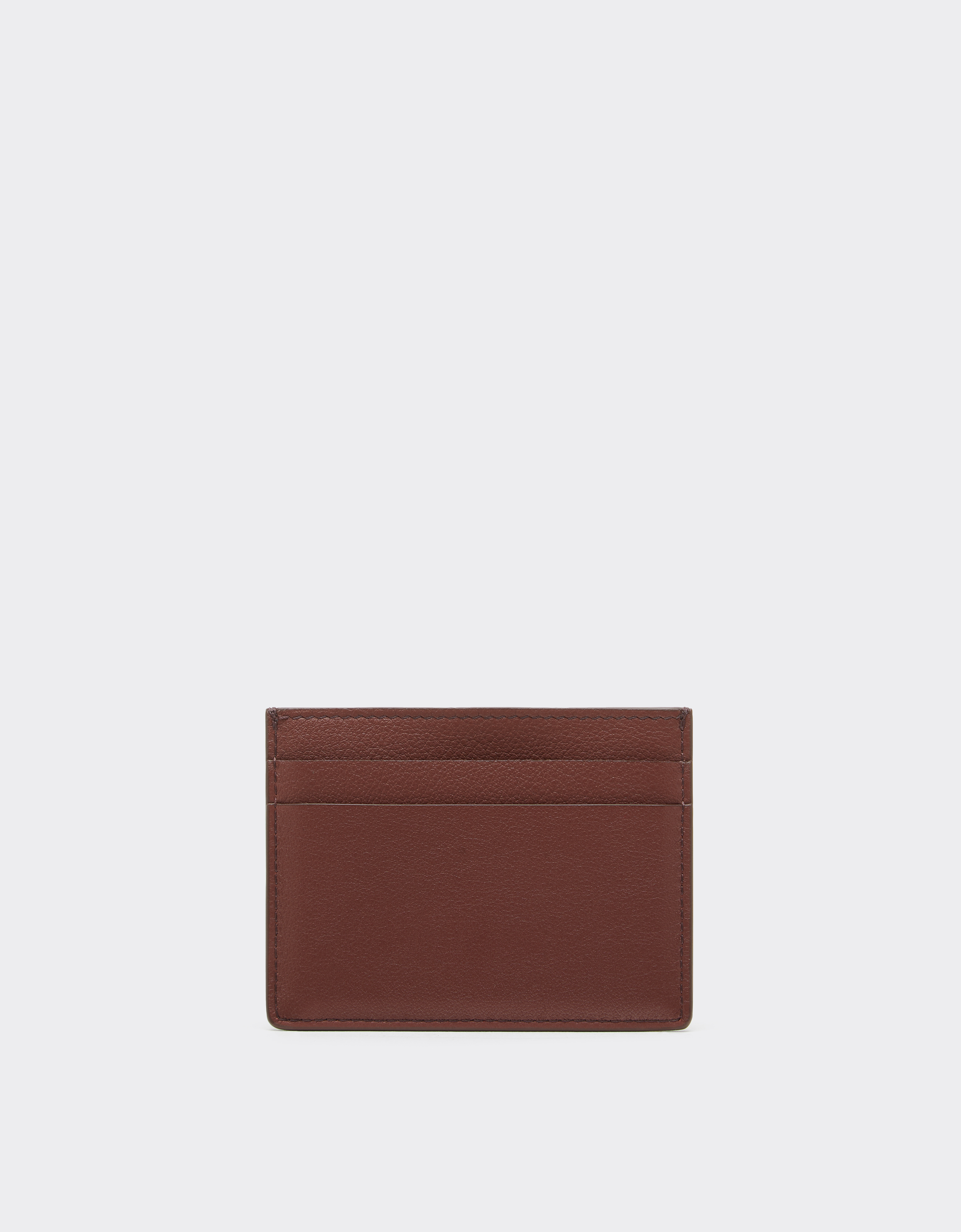 Ferrari Leather Card Case With Diagonal Stitching In Brown