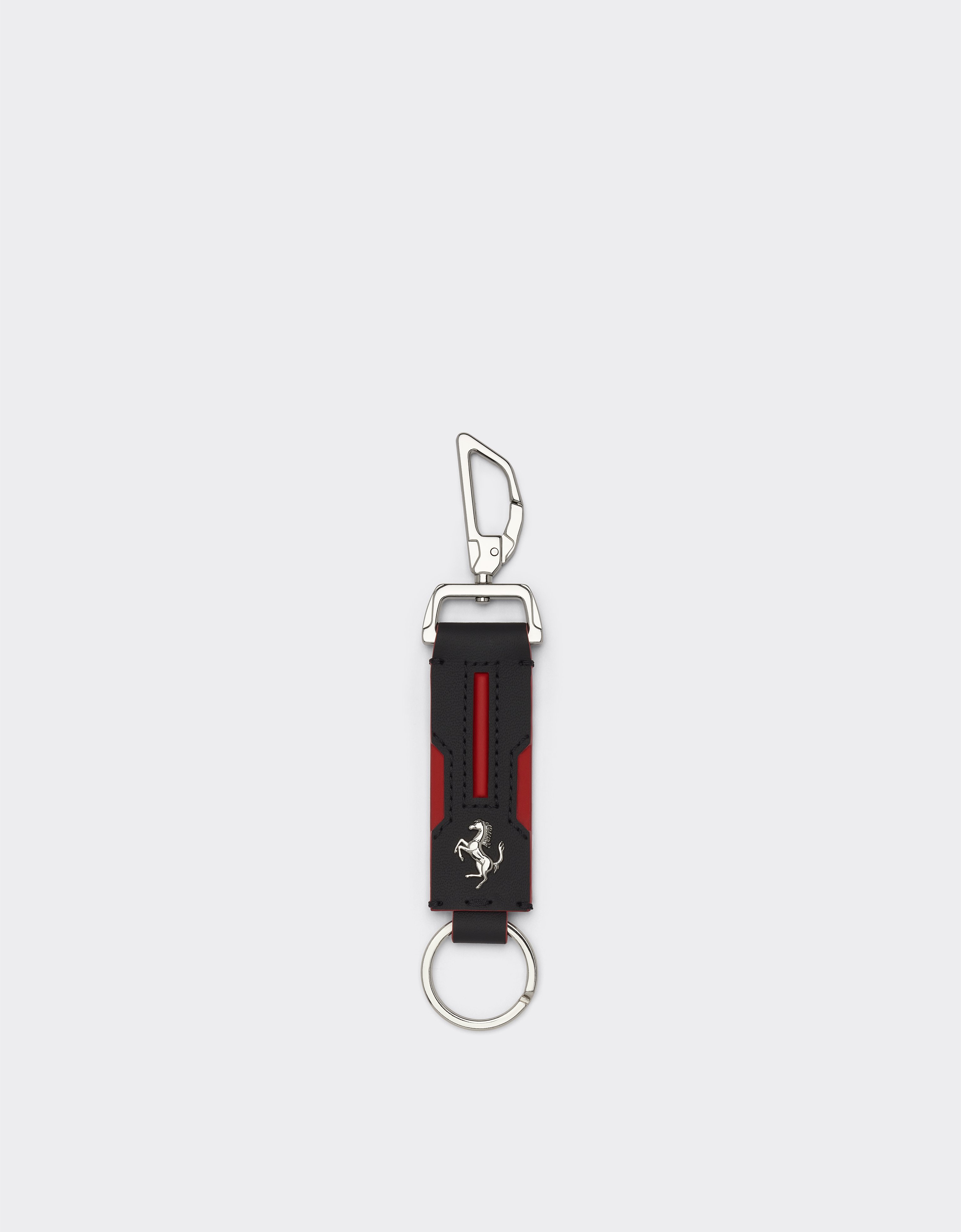 Ferrari Second Life Leather Keyring In Black