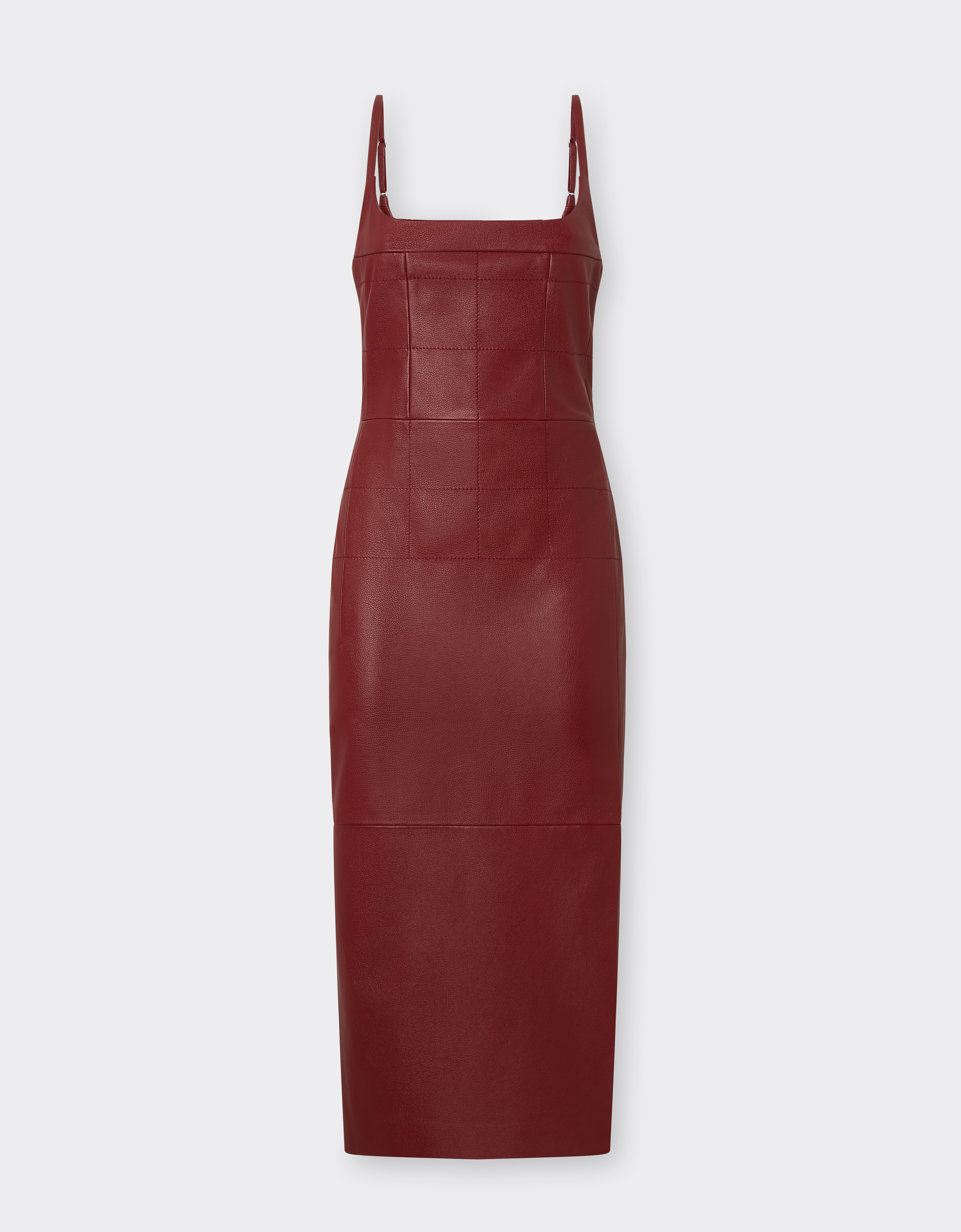 Ferrari Midi Dress In Deer-effect Nappa Leather In Red