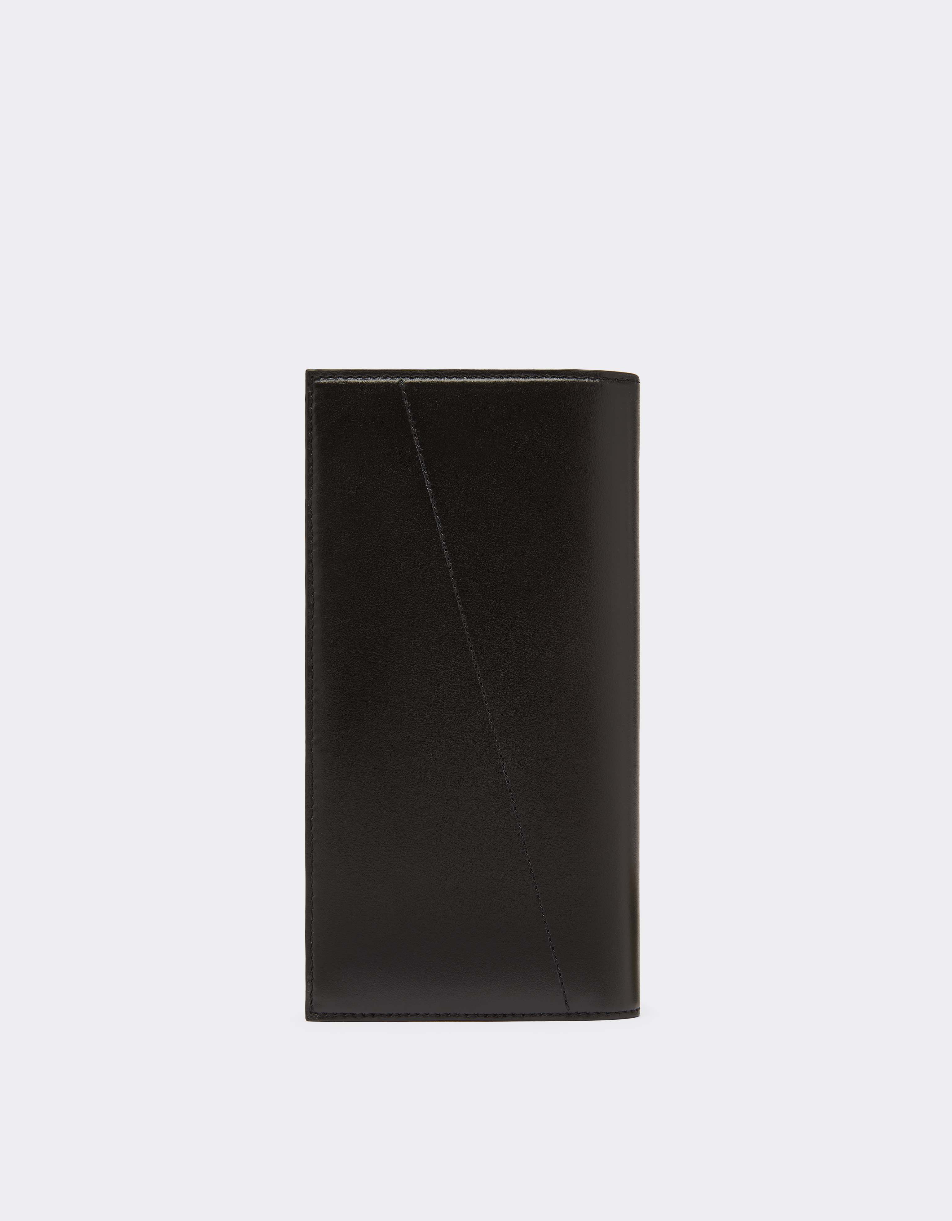 Ferrari Rectangular Card Holder In Smooth Leather In Black
