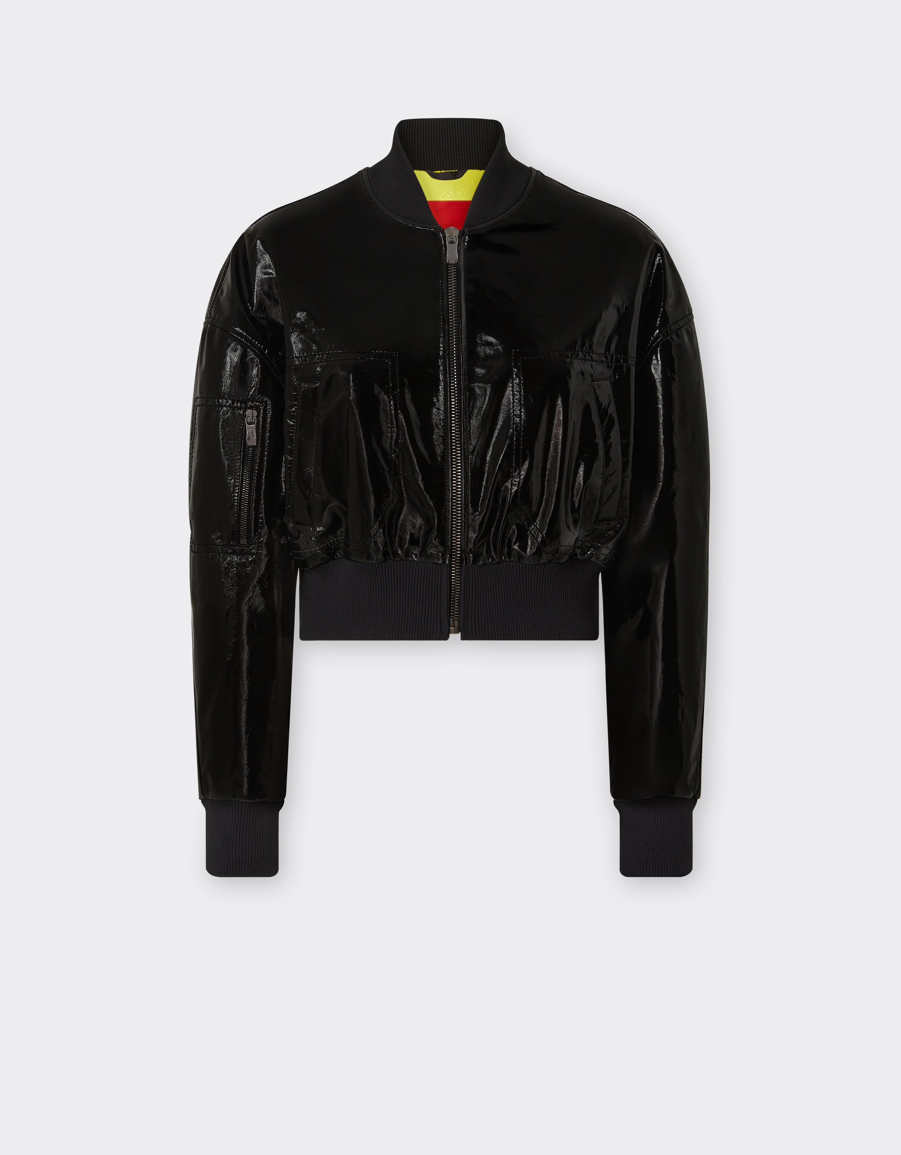 Shop Ferrari Bomber Jacket In Coated Lambskin In Black