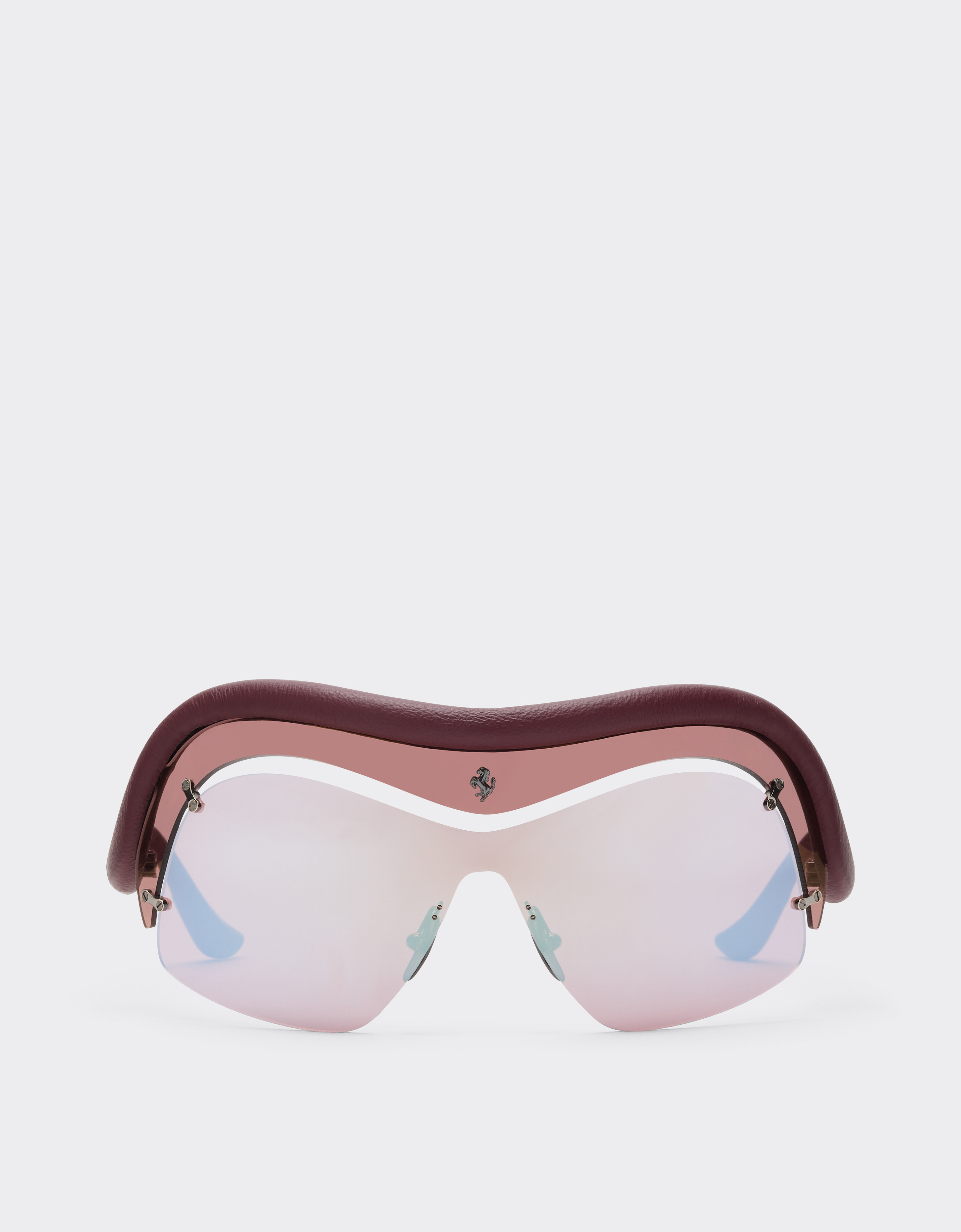 Ferrari Limited Edition  Sunglasses In Injected And Leather With Red And Light Gray Lenses In Burgundy