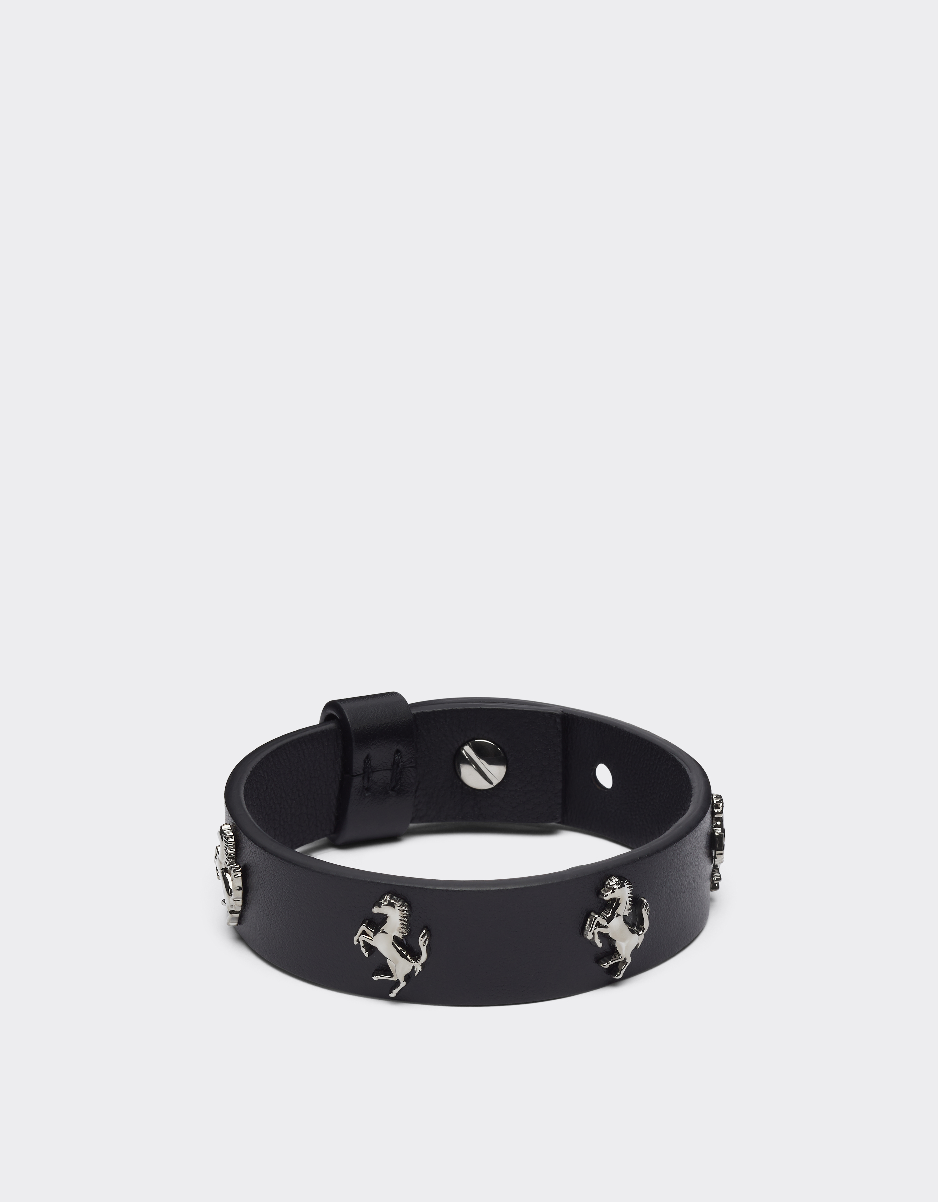 Ferrari Unisex Black Leather Bracelet With Studs - Bracelets Os