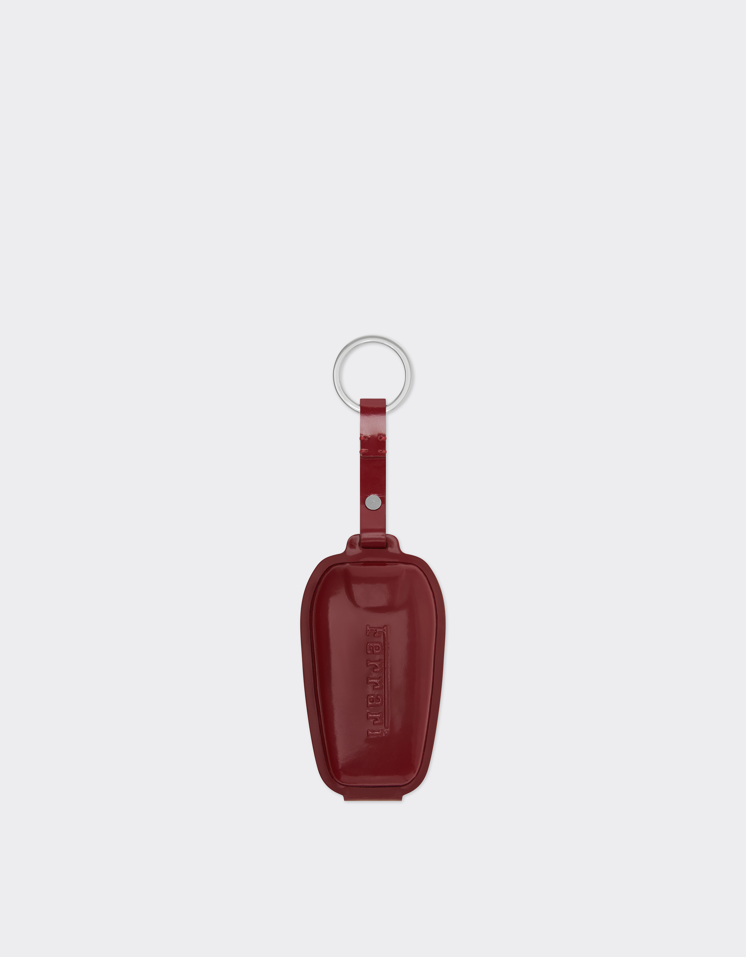 Ferrari Keychain In Shiny Leather In Red