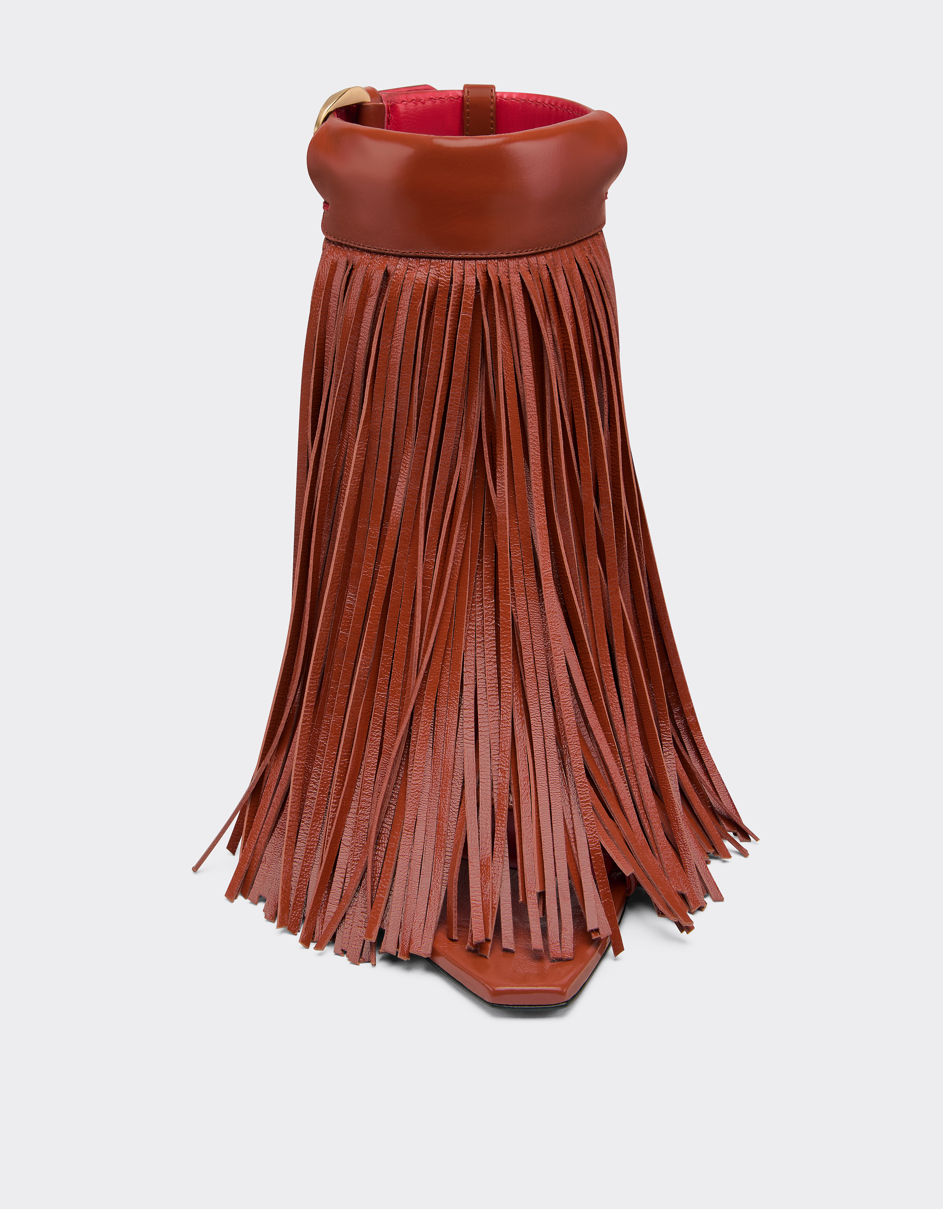 Ferrari Leather Sandals With Fringing In Brown