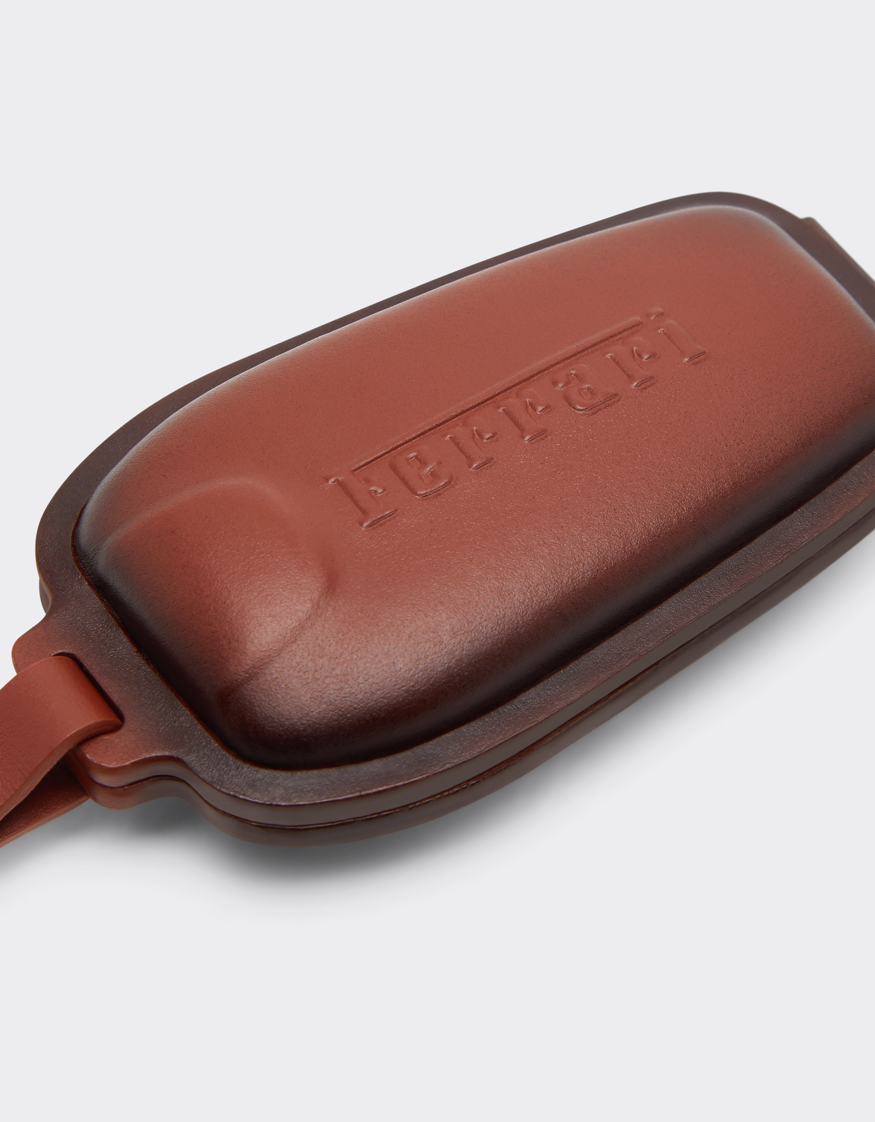 Ferrari Keyring In Gradient Leather In Brown