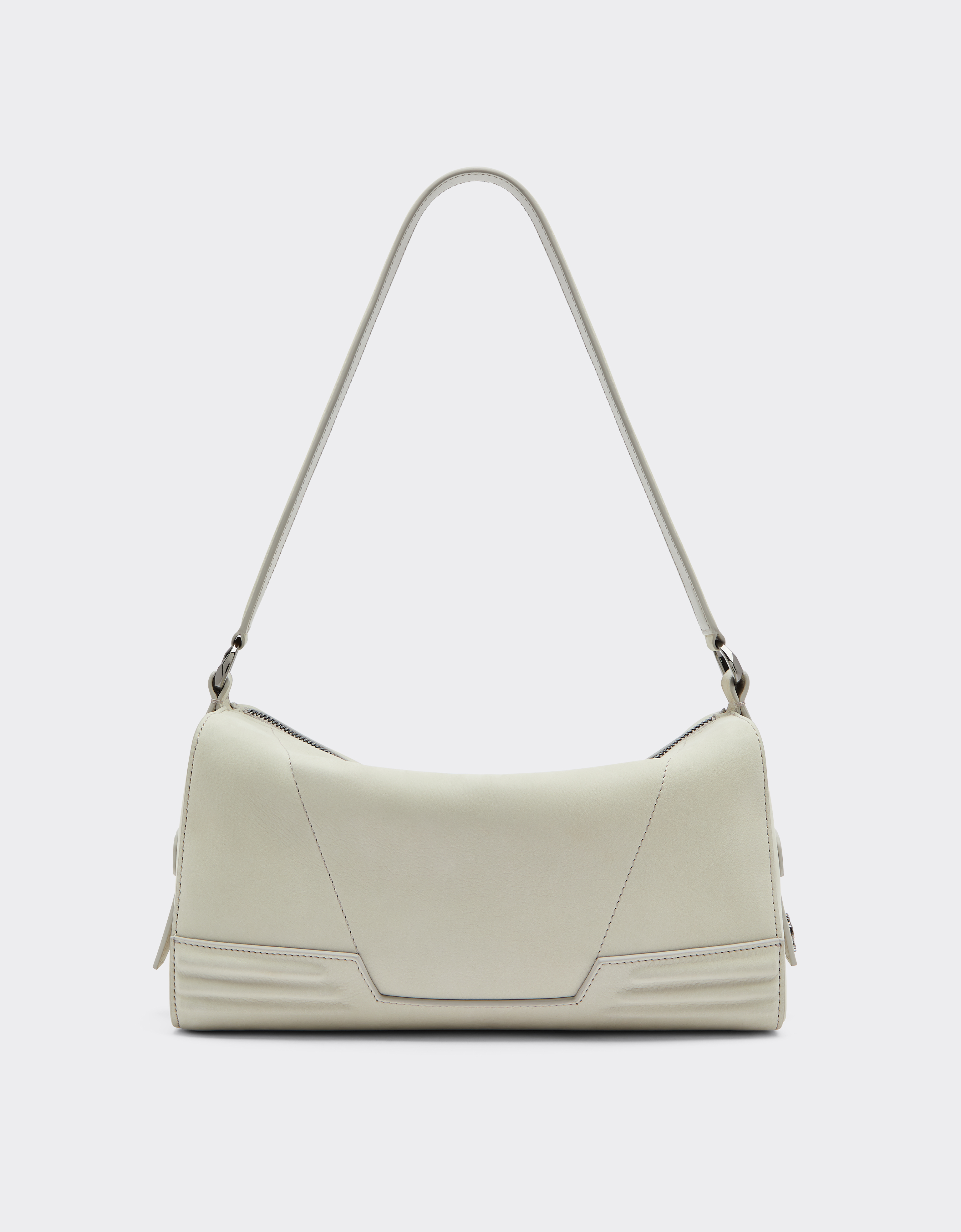 Ferrari Gt Soft Shoulder Bag In Nubuck Leather In Ecru