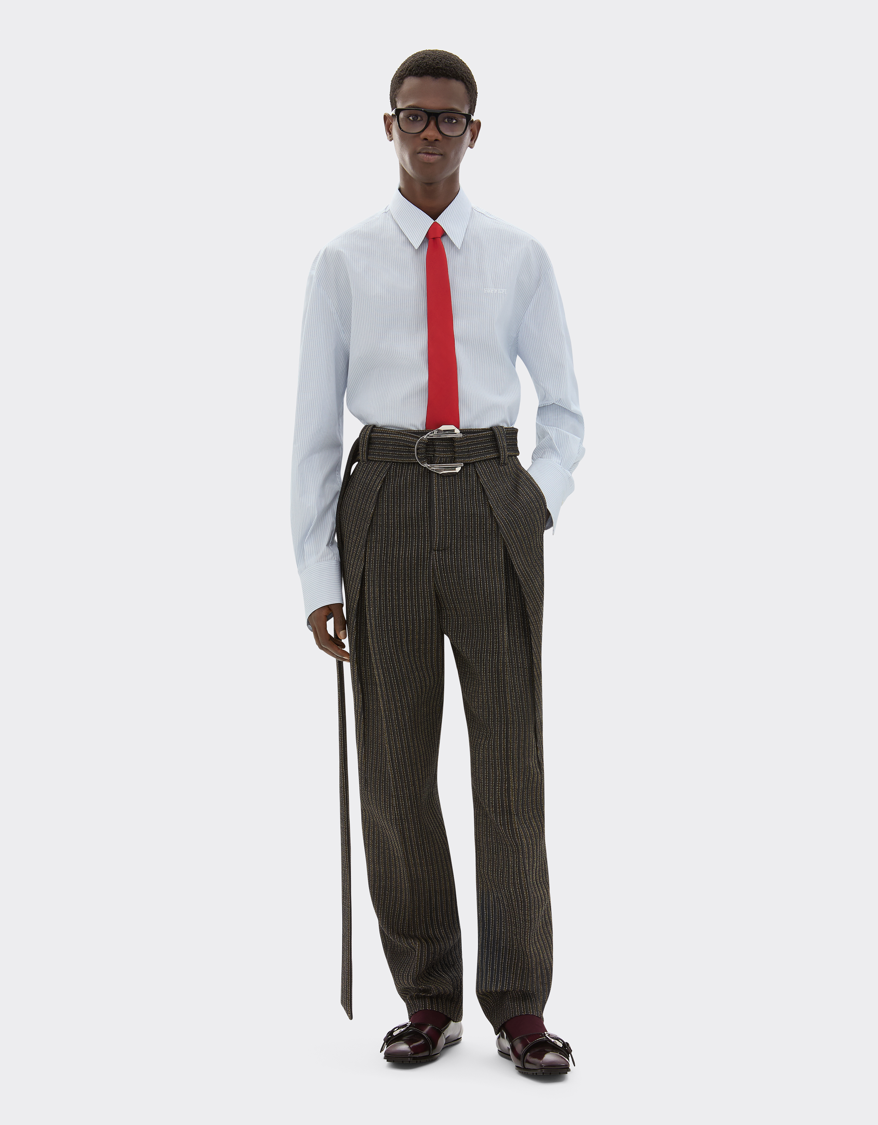 Ferrari Multistriped Cotton Shirt In White
