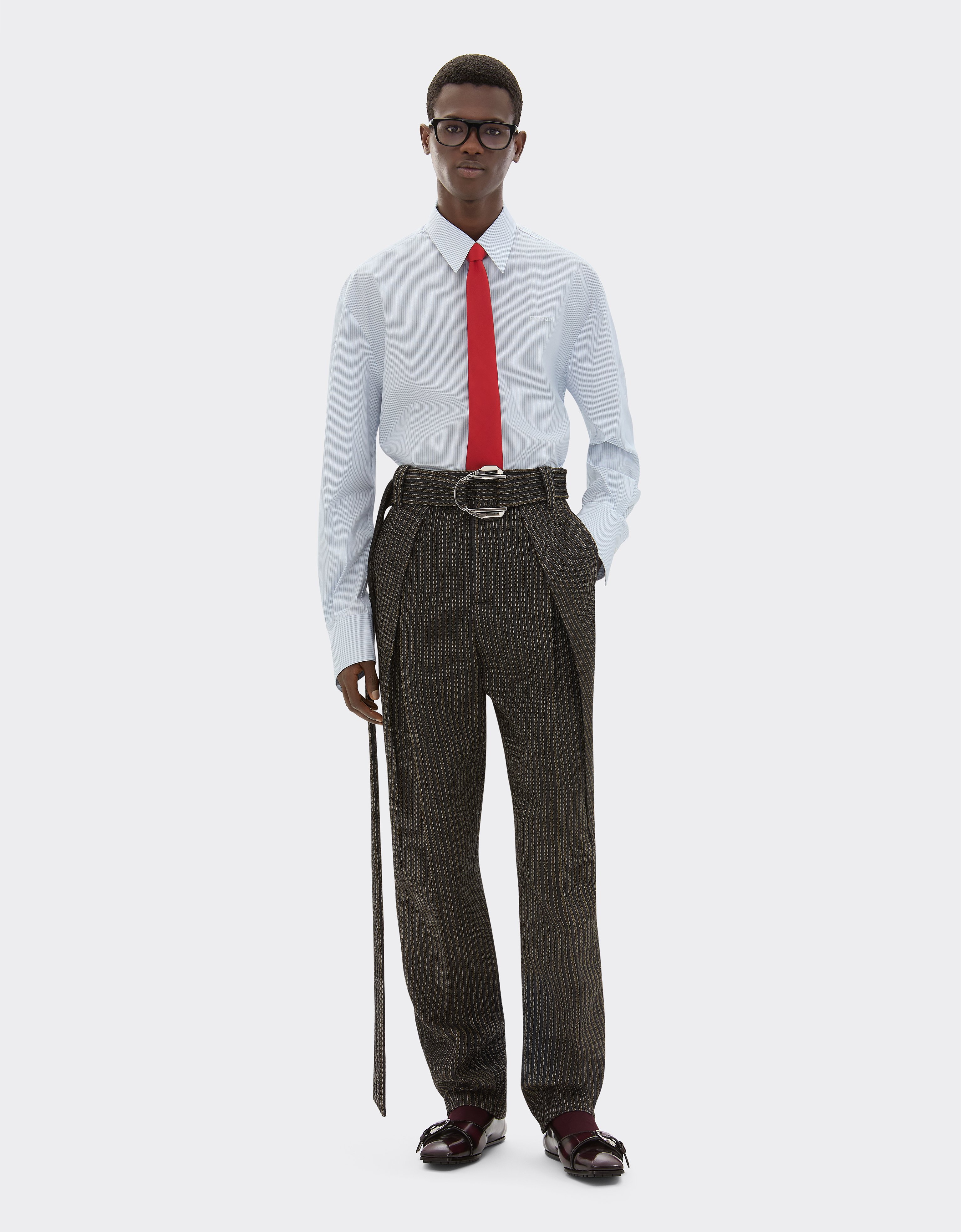 Ferrari Multistriped Cotton Shirt In White