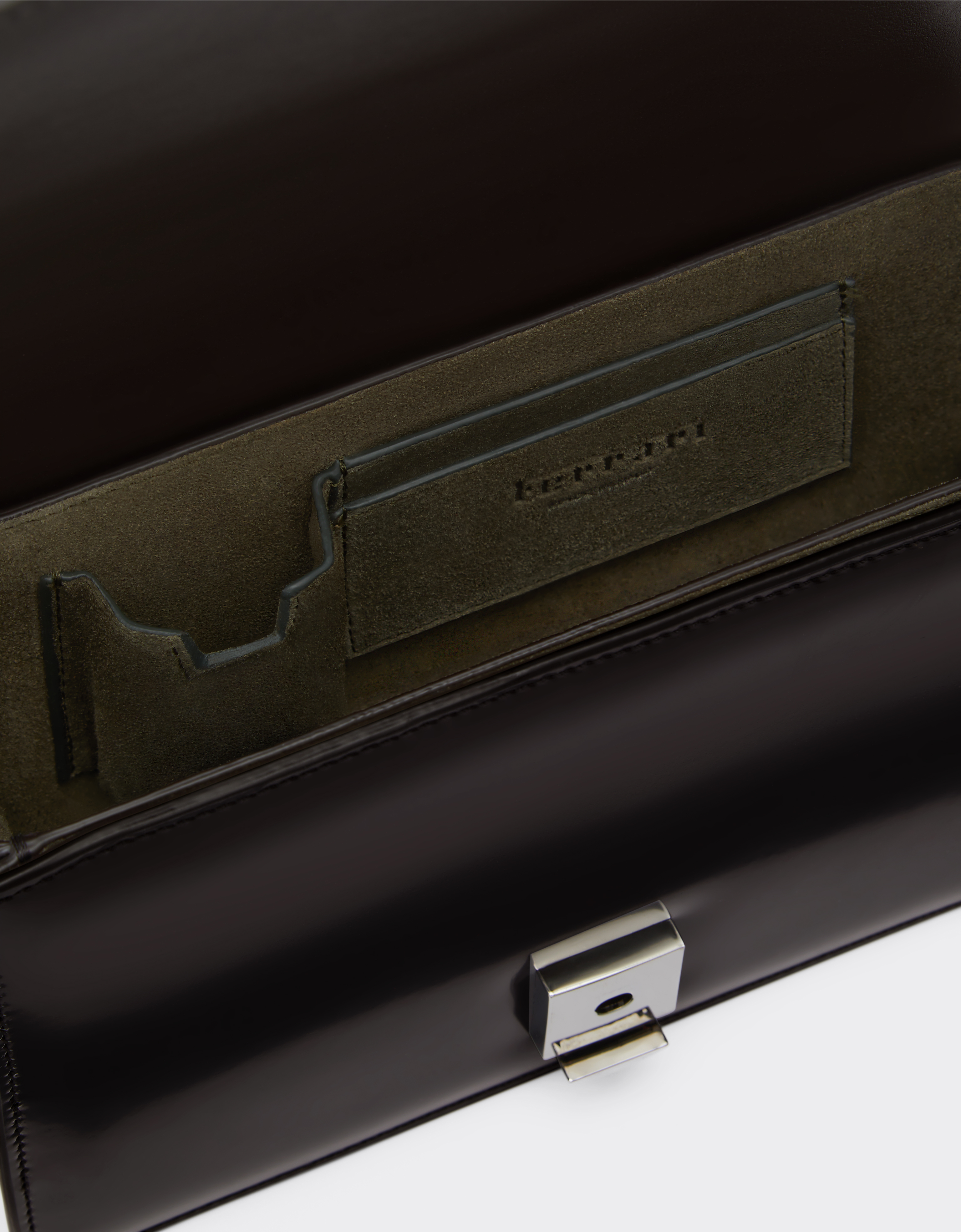 Ferrari Gt Crossbody Bag In Brushed Leather In Dark Brown