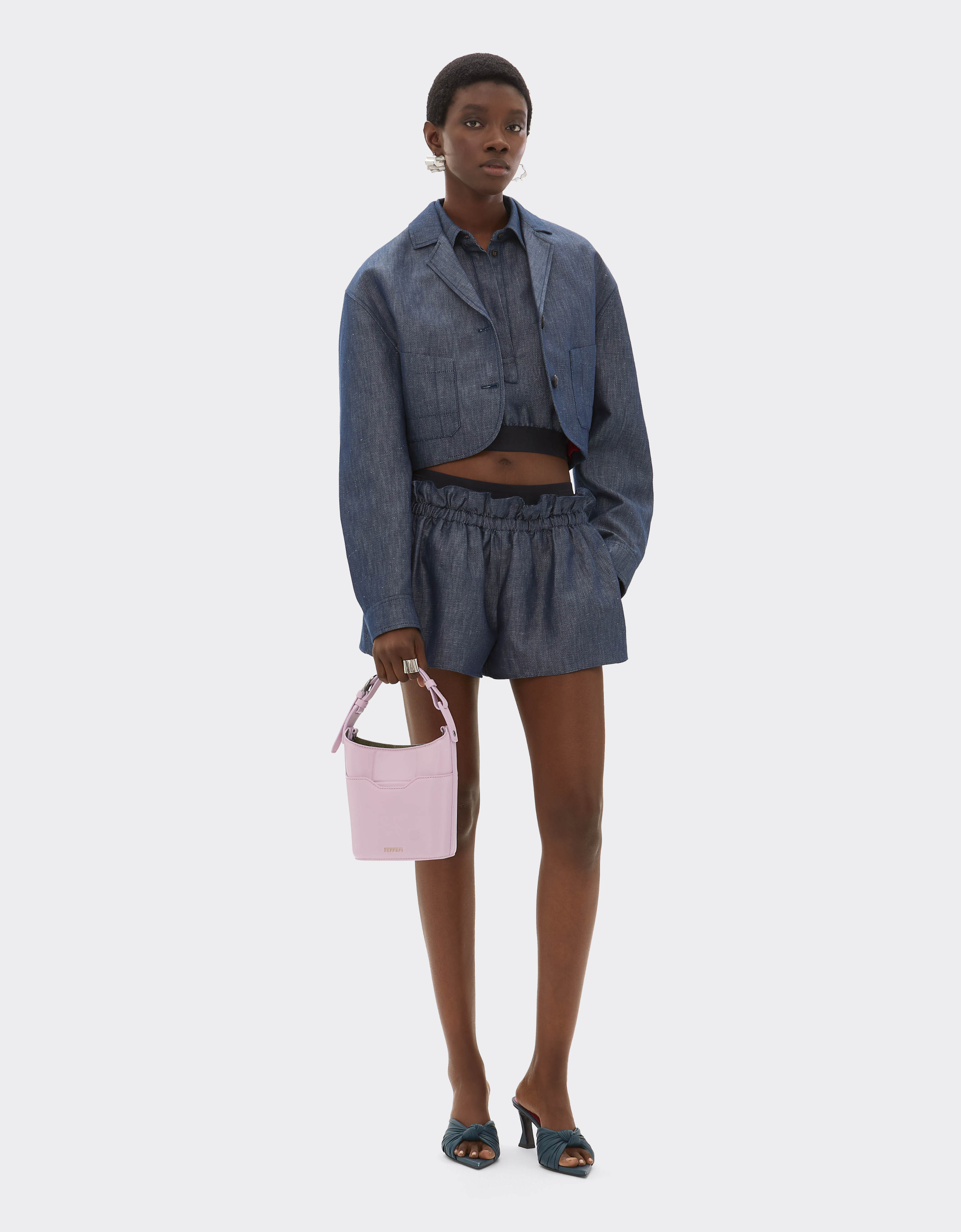 Ferrari Mini Leather Bucket Bag In Purple