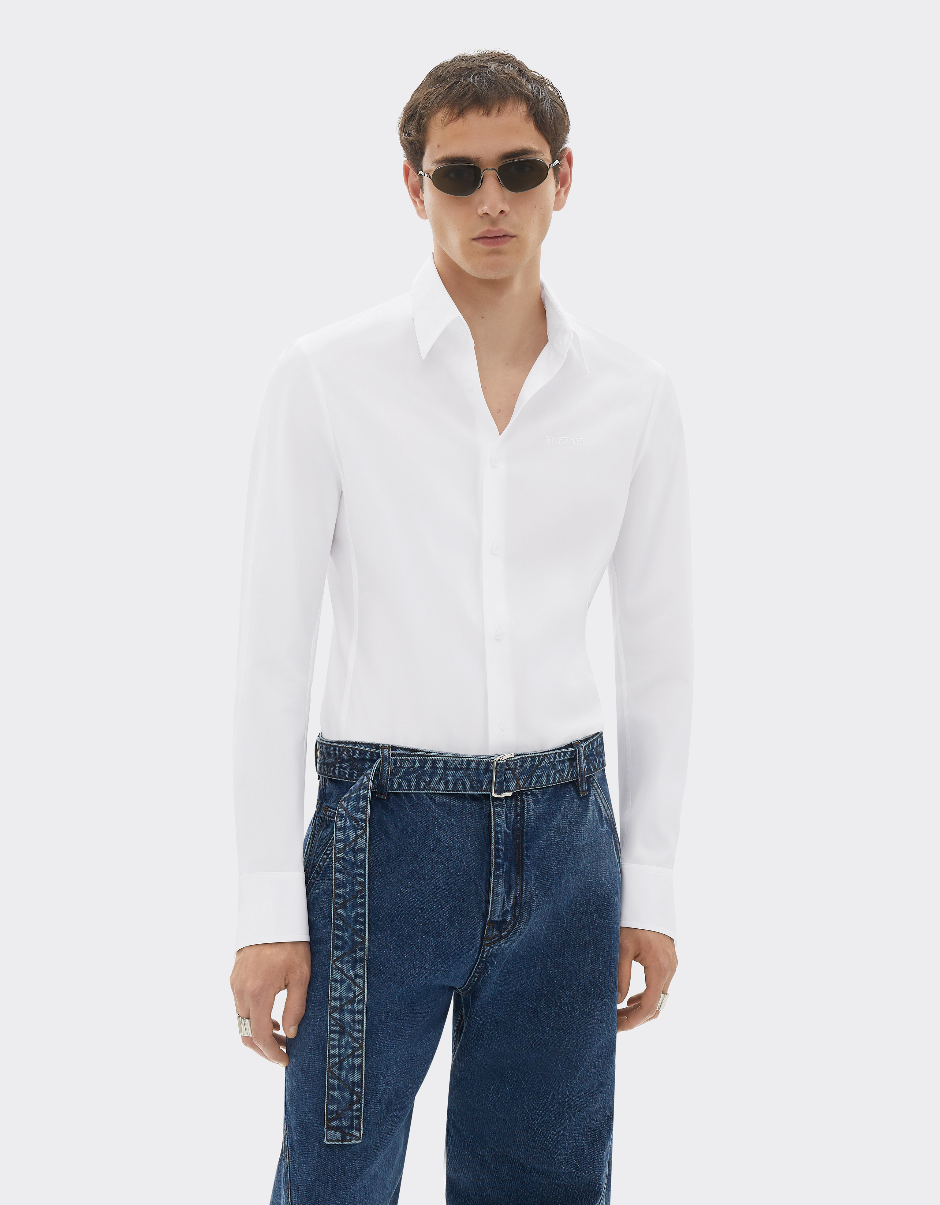 Ferrari Poplin Shirt With Embroidered  Logo