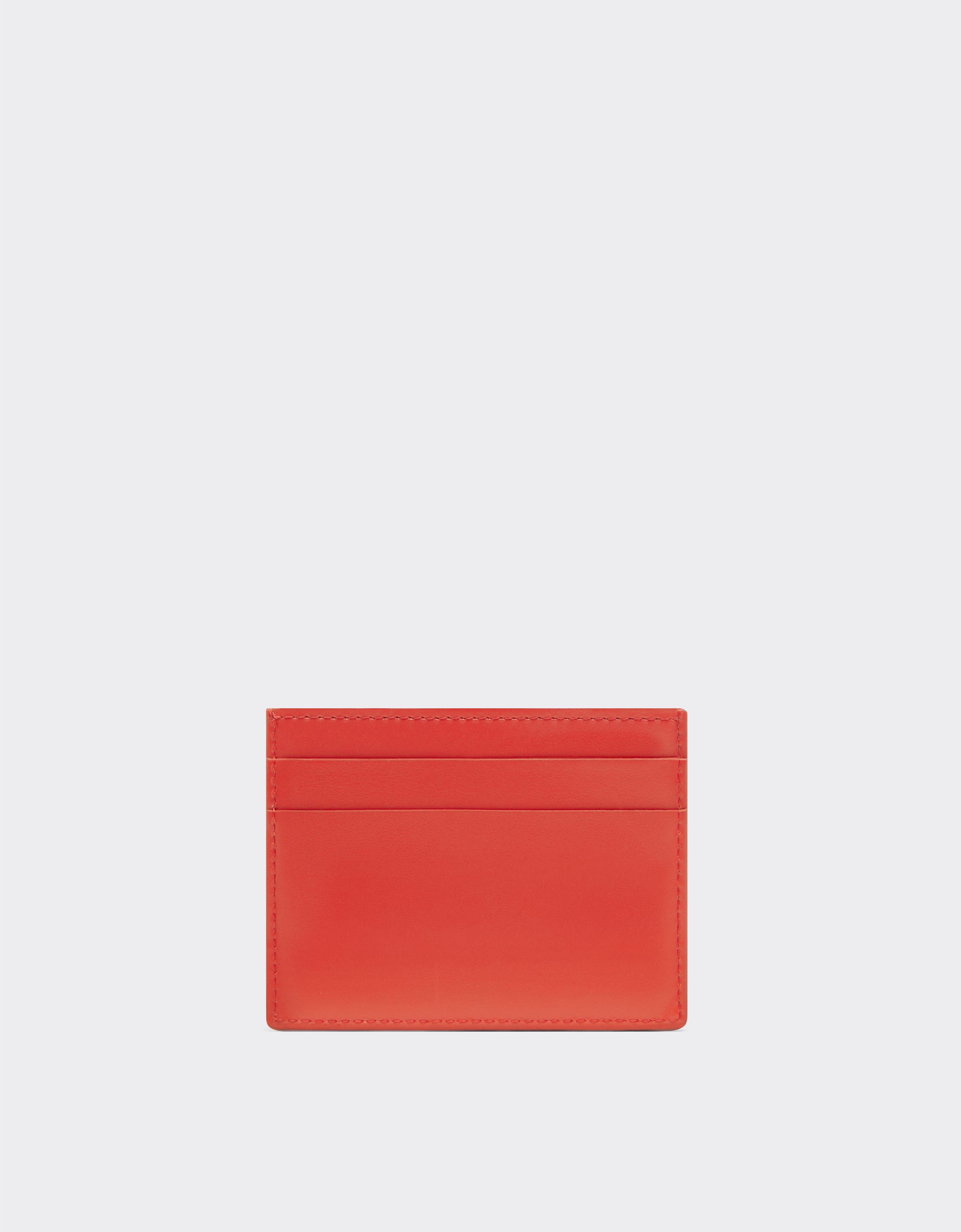 Ferrari Gt Leather Card Holder With Livery Motif In Rosso Dino