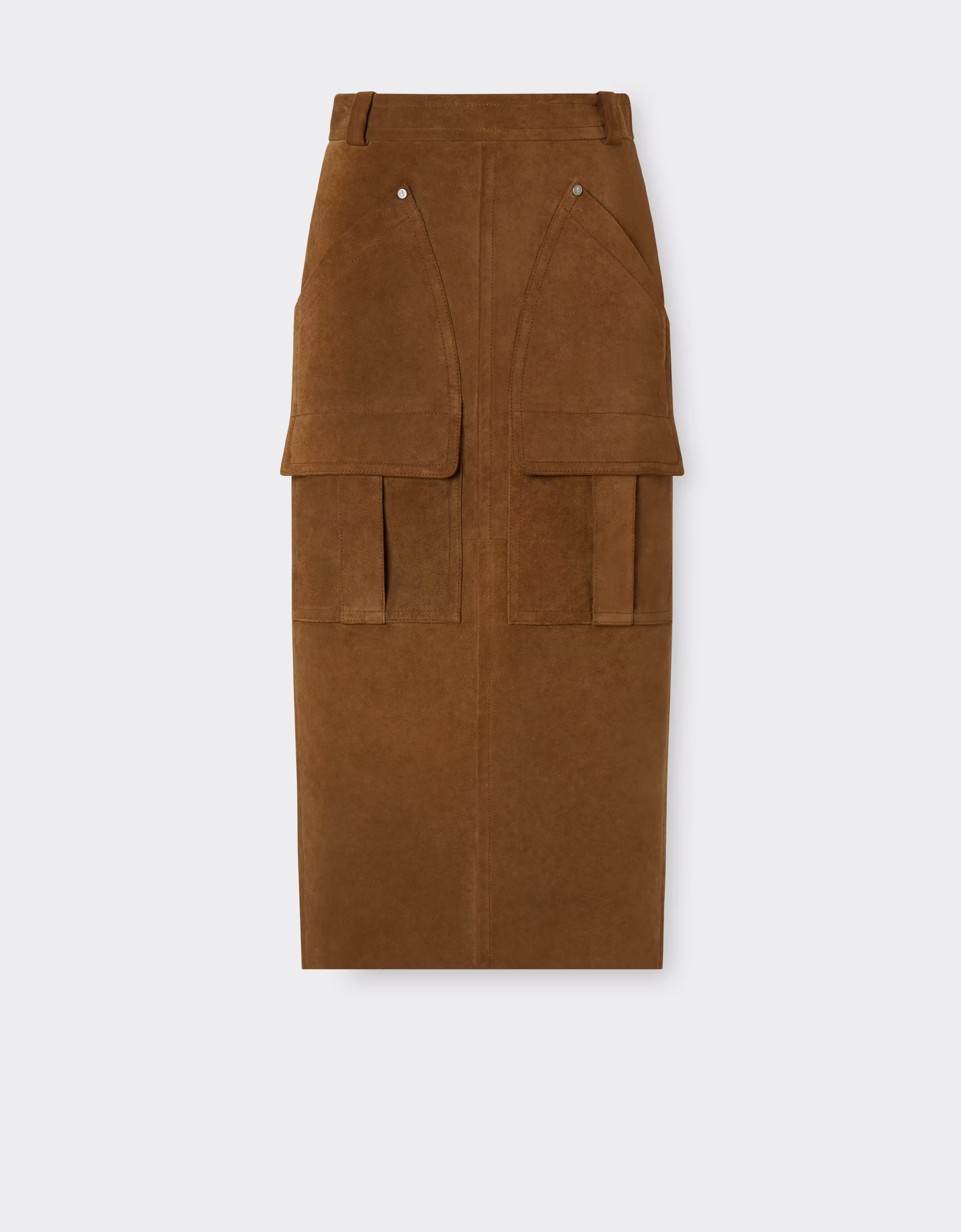 Ferrari Suede Skirt With Pockets In Brown