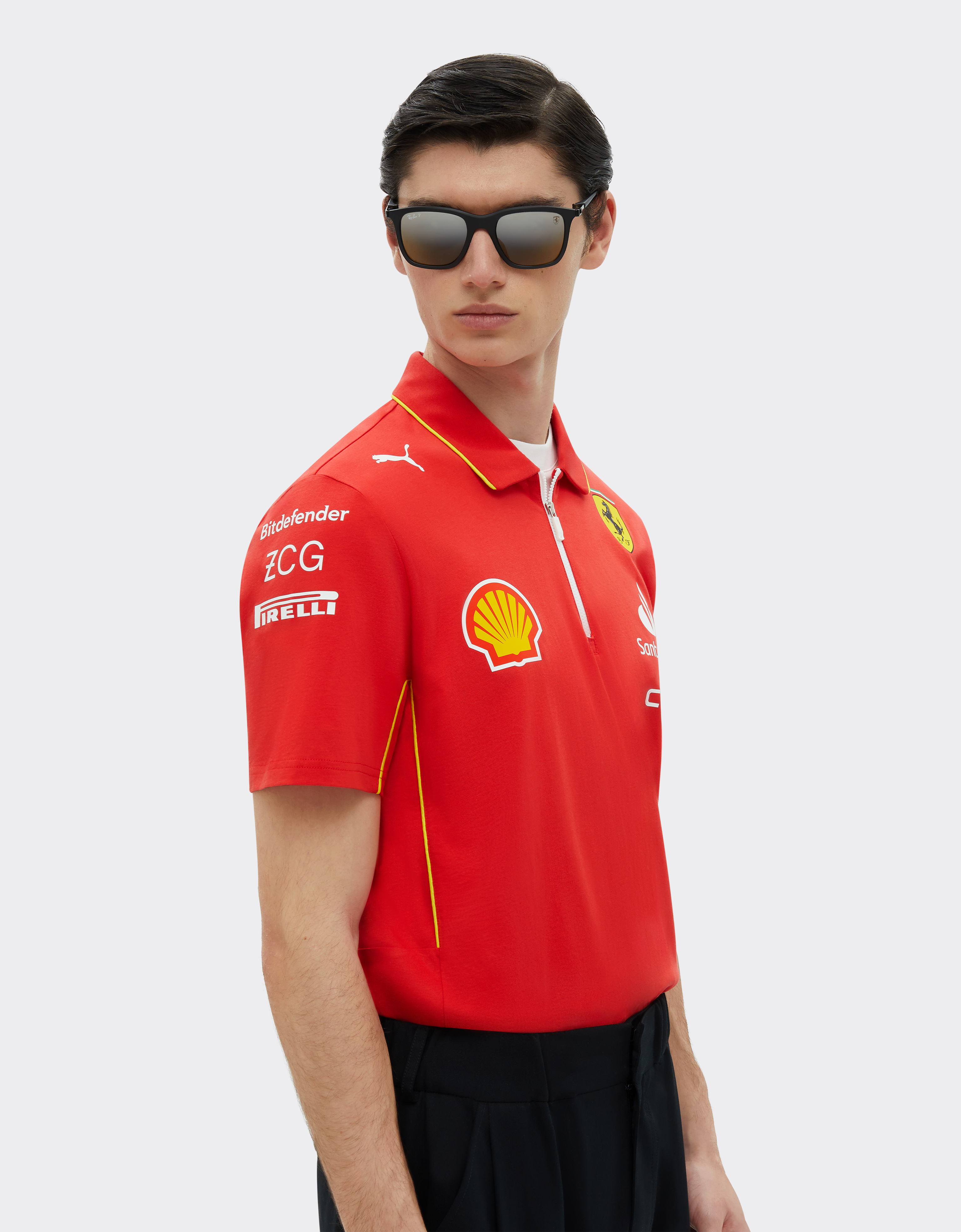 Shop Ferrari 2024 Scuderia  Team Replica Polo Shirt In Rosso Corsa
