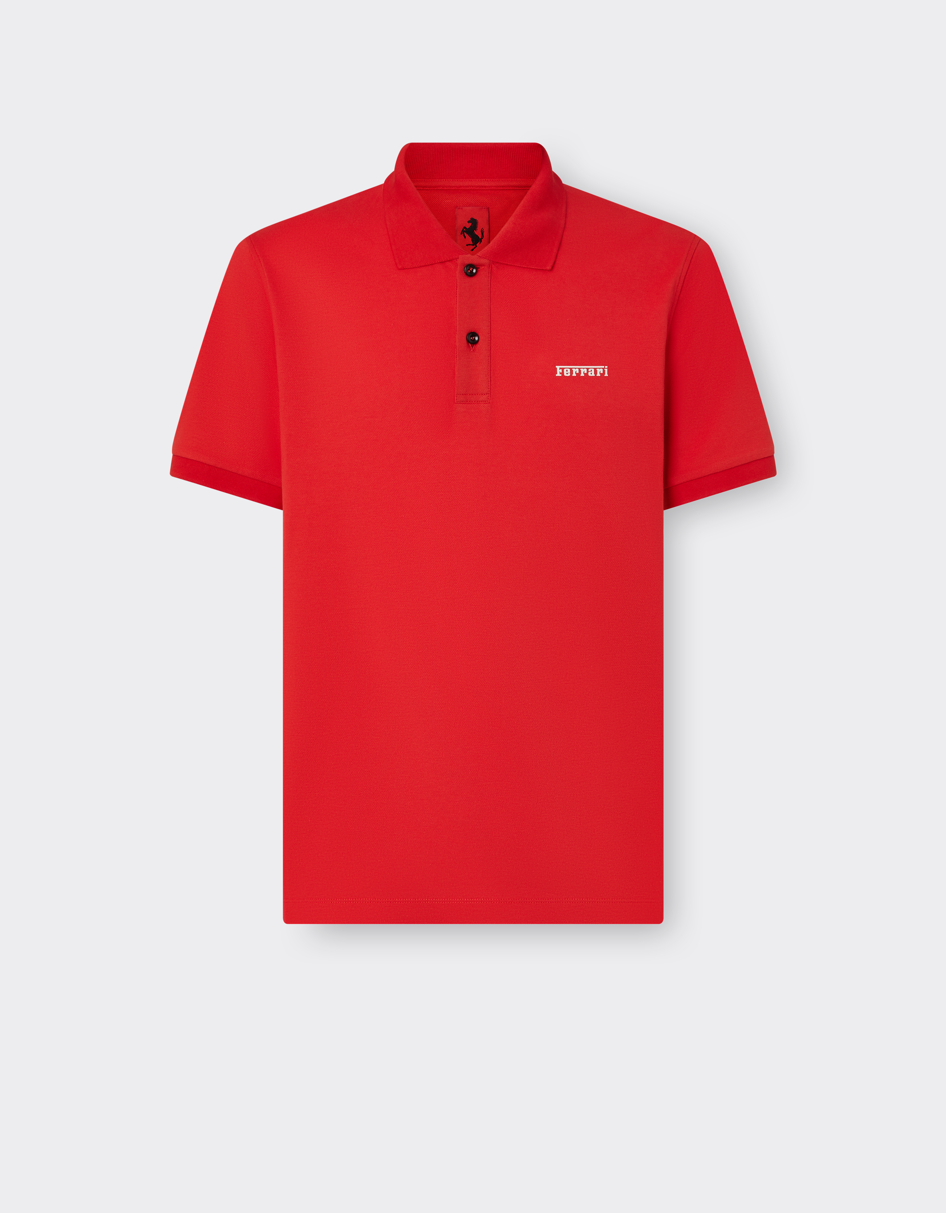 Ferrari Cotton Polo Shirt With  Logo In Rosso Dino