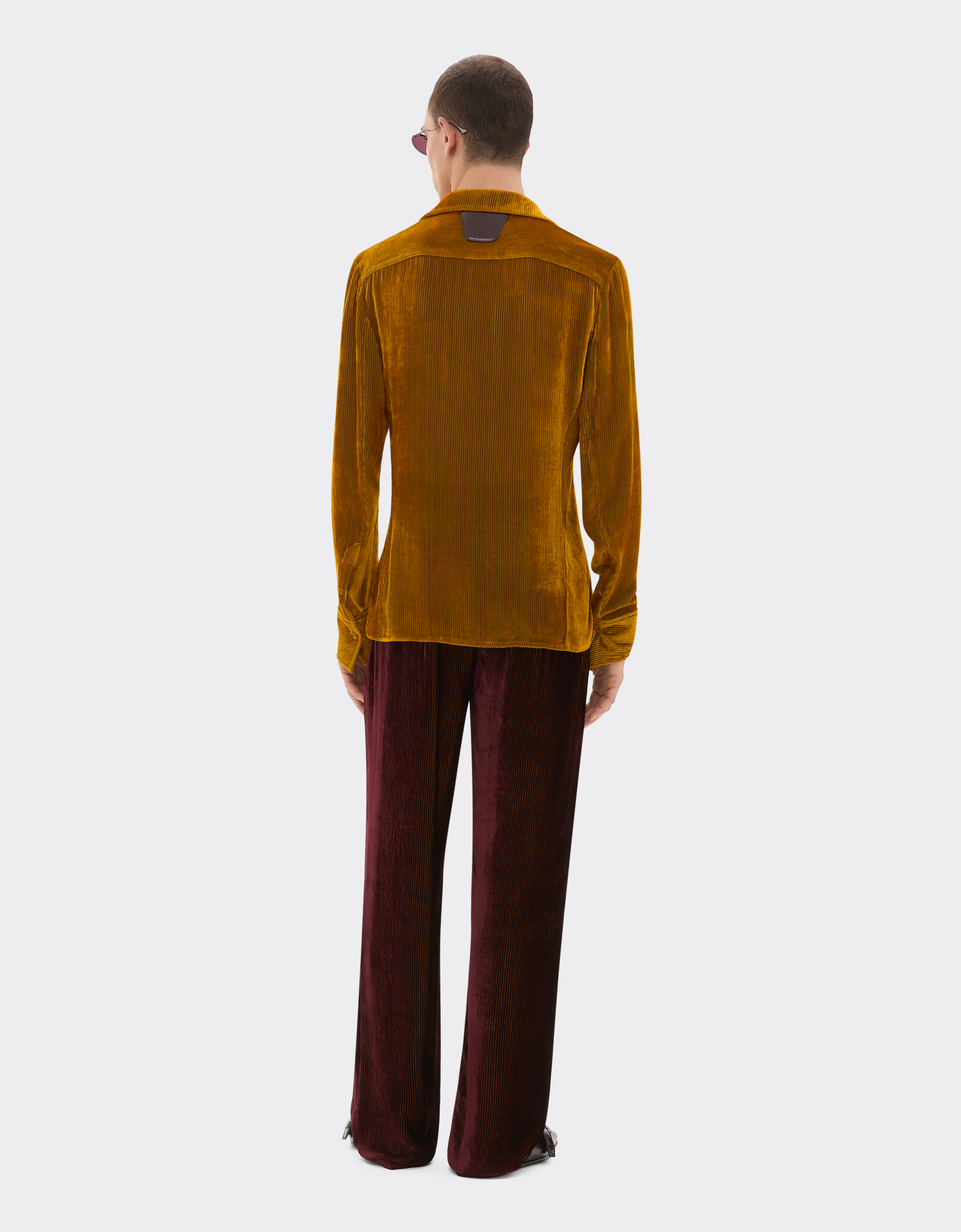 Ferrari Shiny Corduroy Pants In Brown