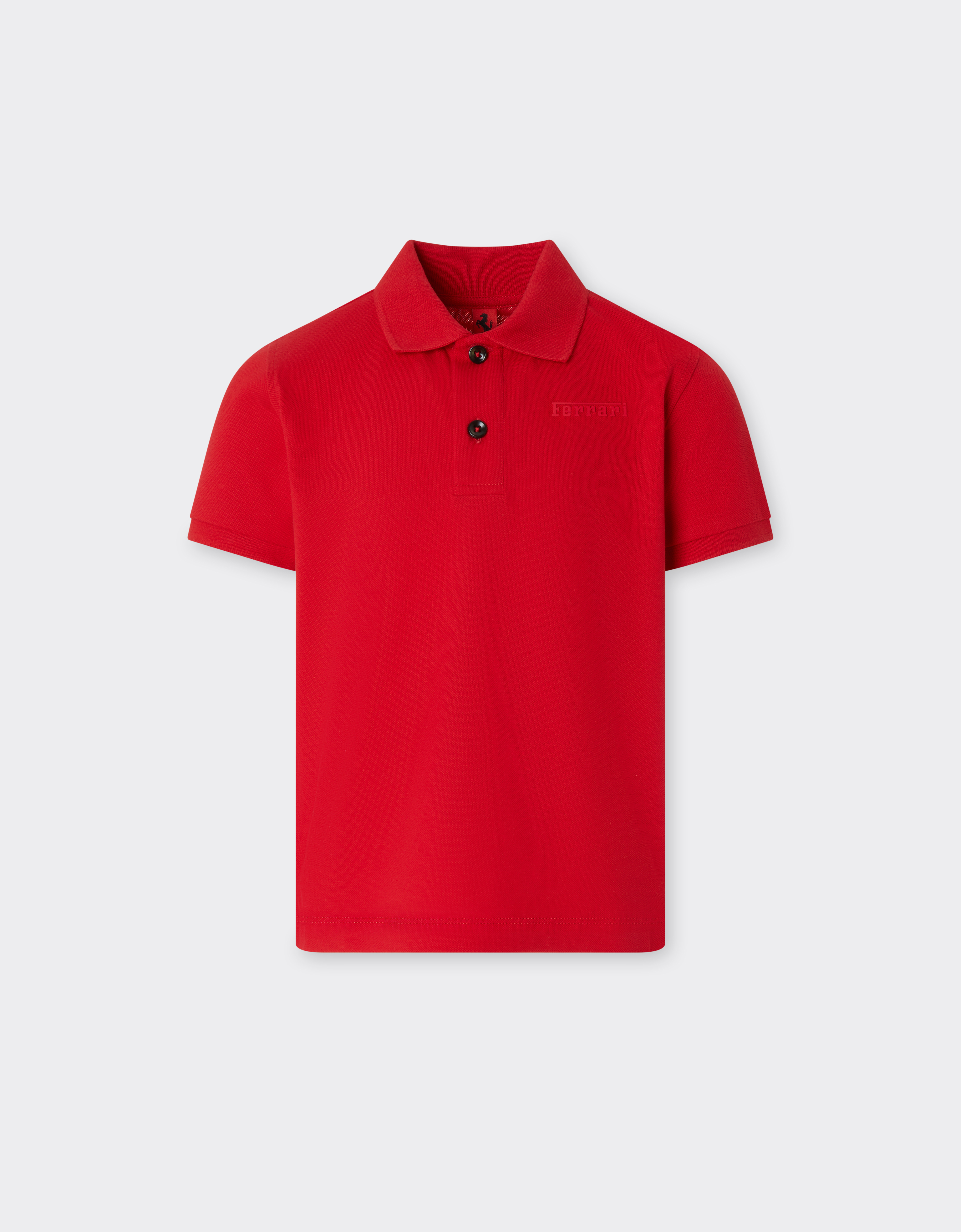 Ferrari Men's Racing Red Organic Cotton Polo Shirt With Logo - Polos 10Y