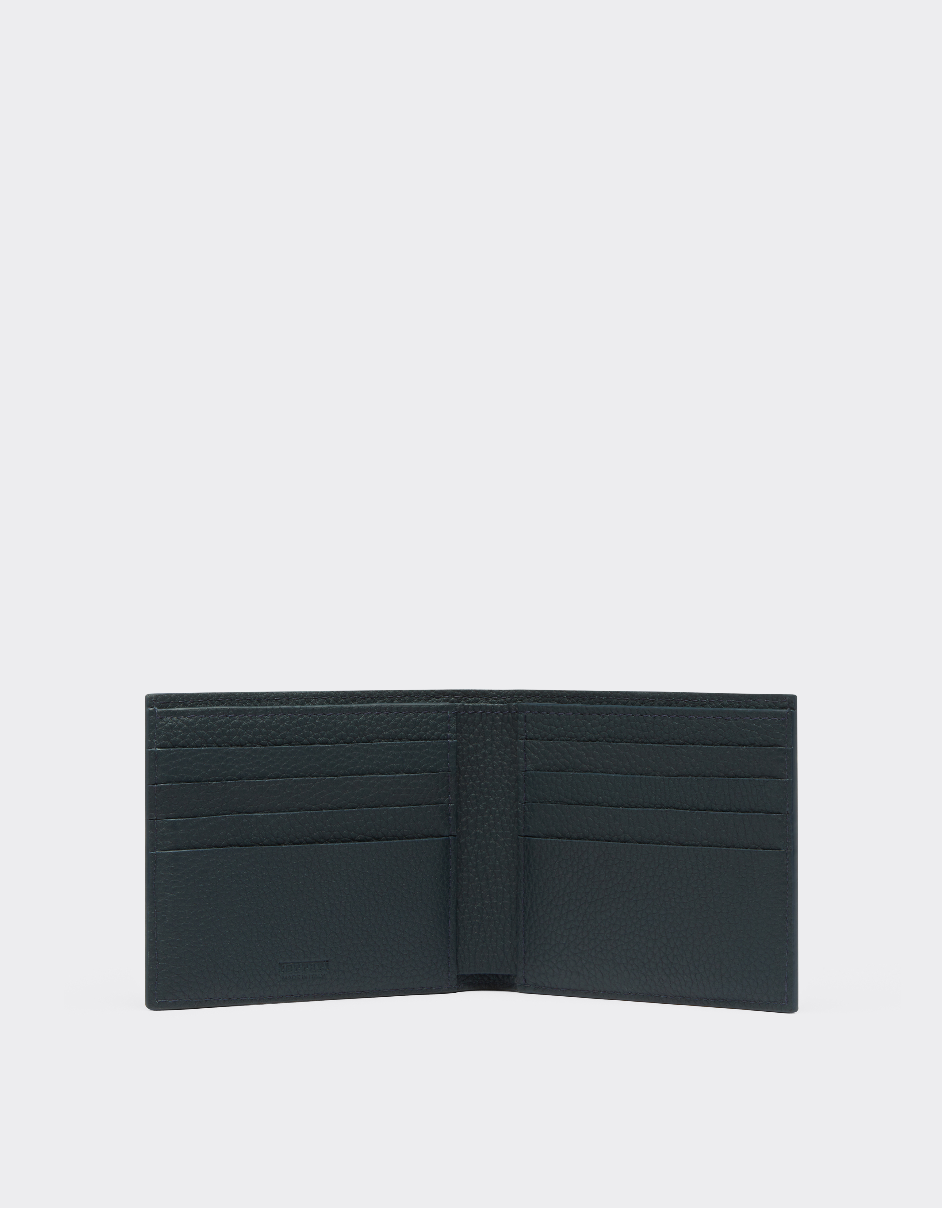 Ferrari Textured Leather Horizontal Wallet In Navy