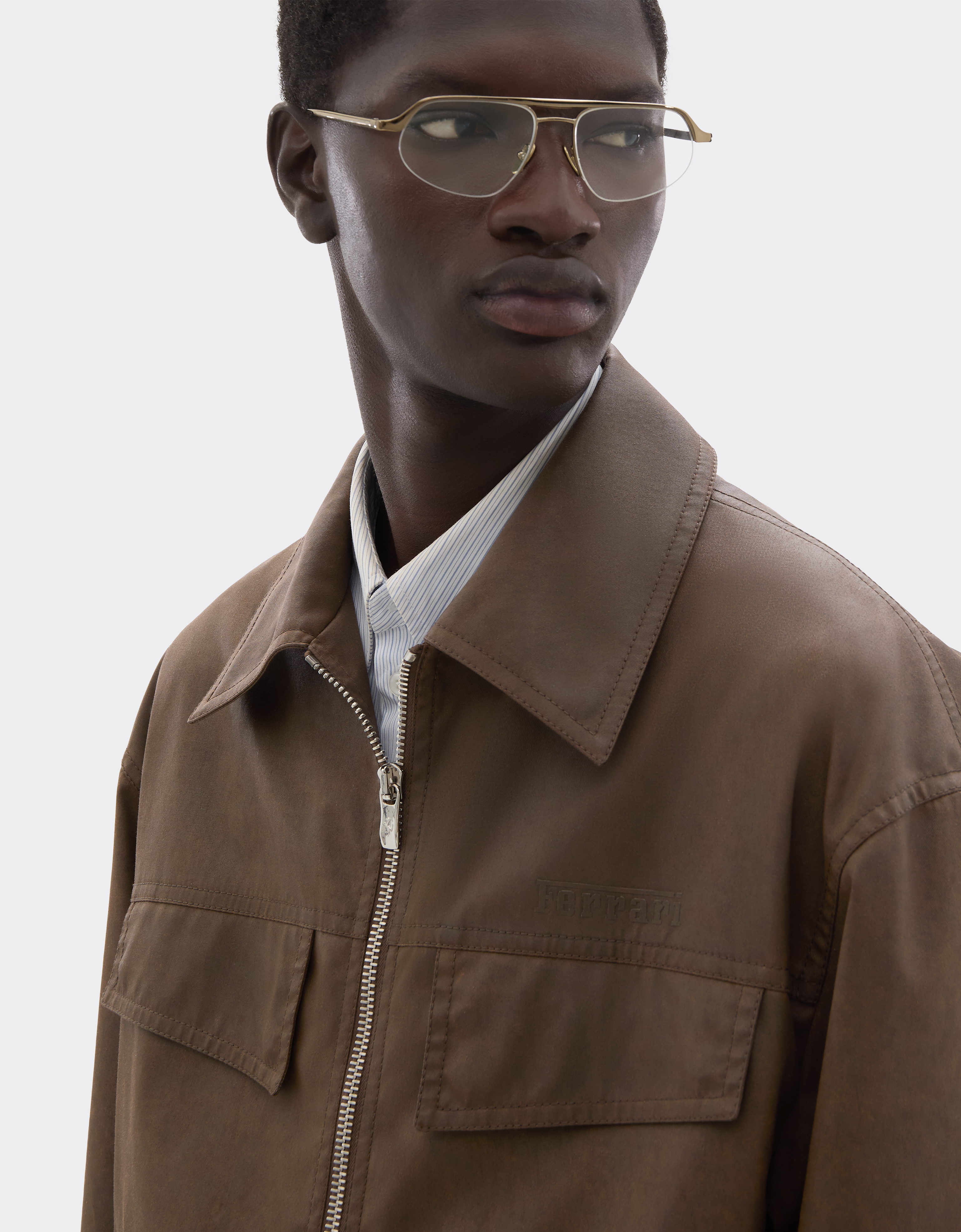 Ferrari Technical Gabardine Jacket With A Vintage Effect In Green