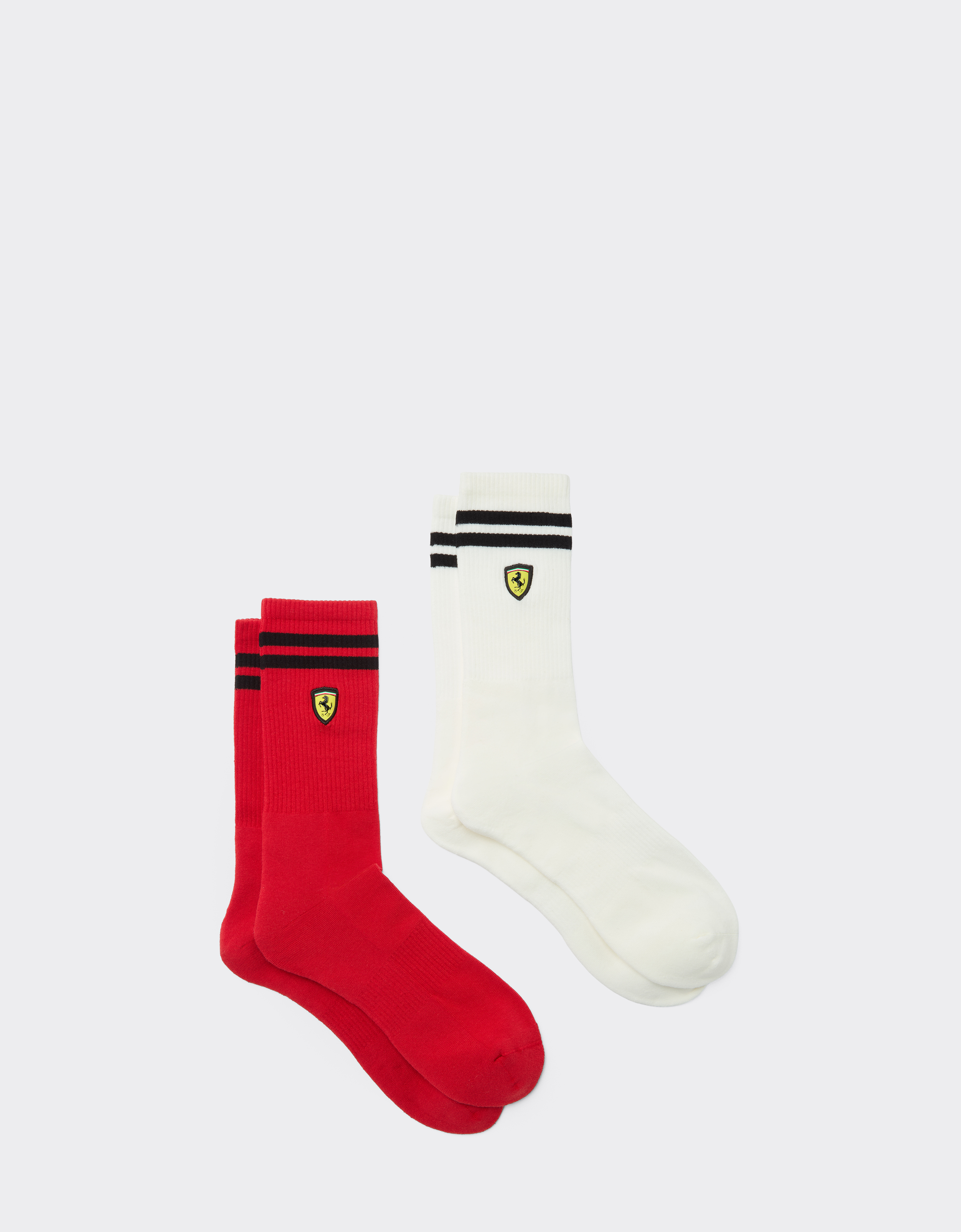 Ferrari Unisex Rosso Terry Cloth Sock Set With Scudetto - 43-45