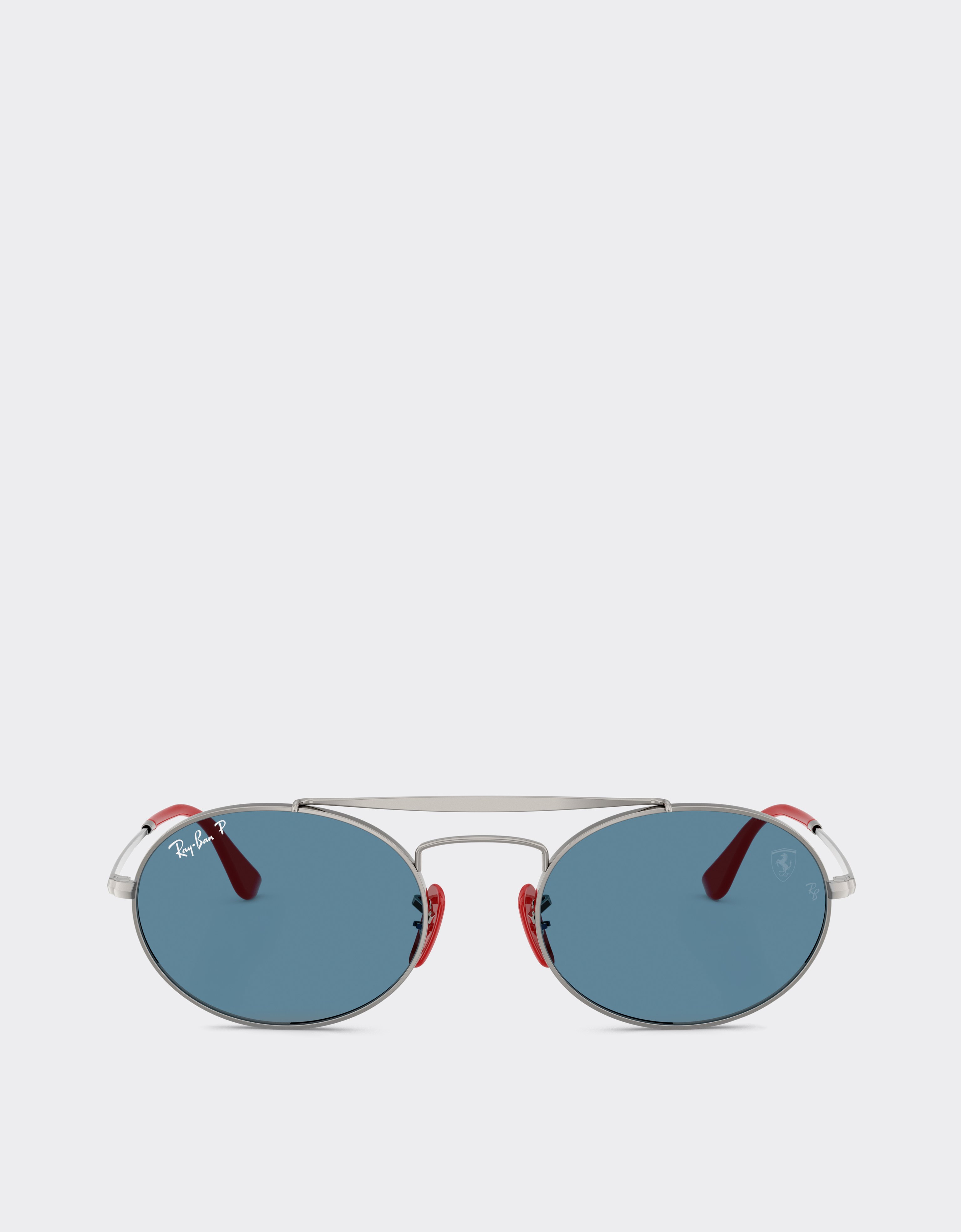 Ferrari Ray-ban For Scuderia Rb3775m In Gunmetal And Red Metal With Polarised Blue Lenses In Gray