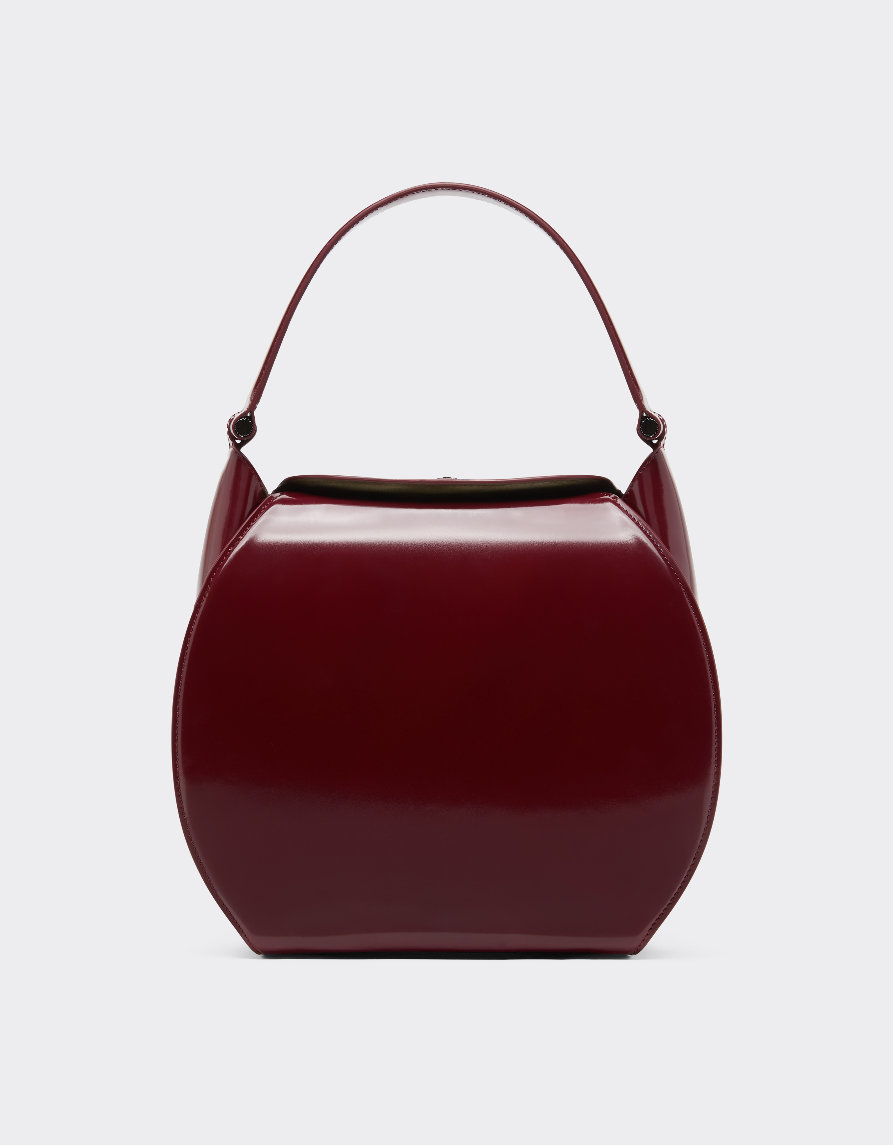 Ferrari Dino Hobo Bag In Shiny Leather In Red