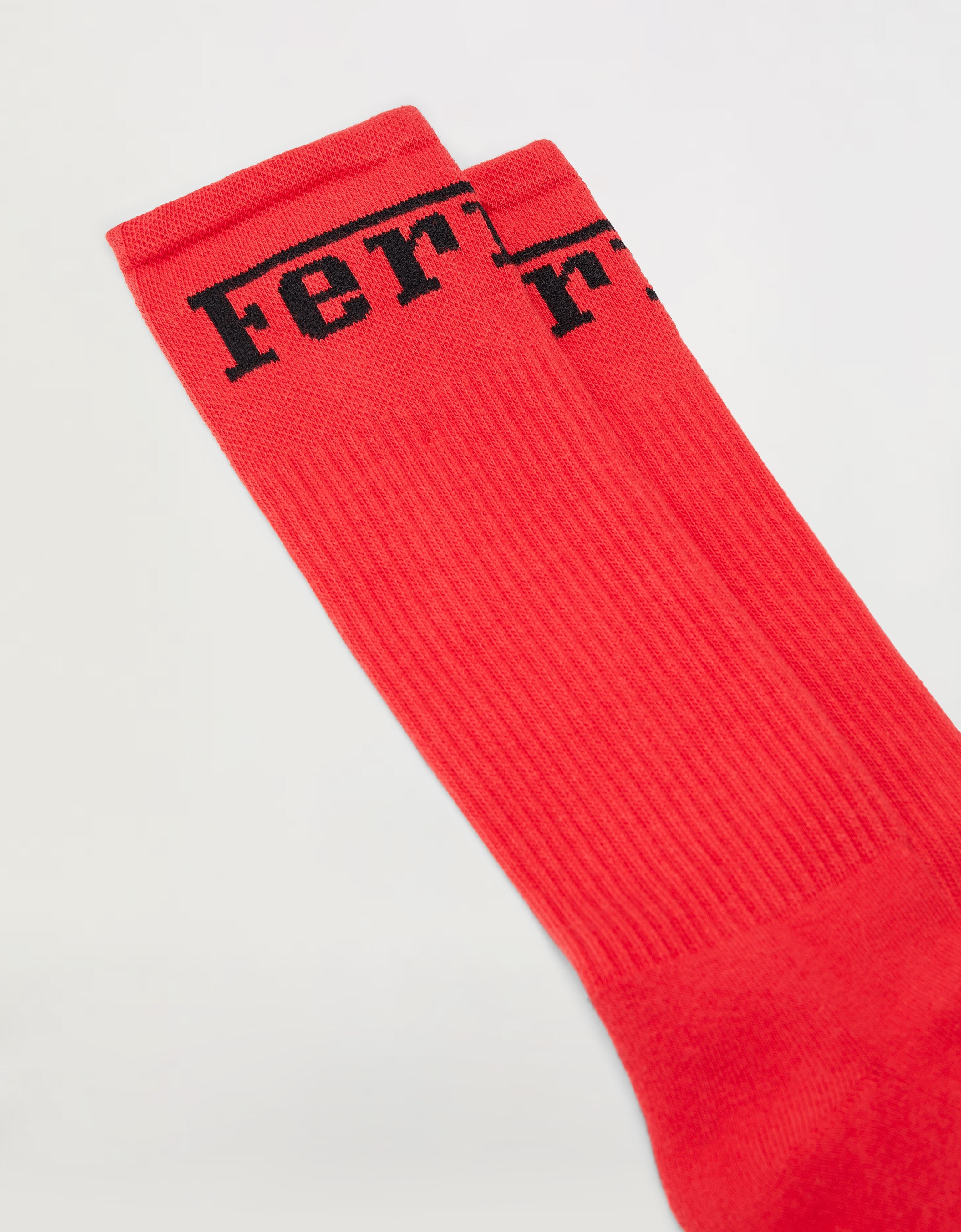 Ferrari Cotton Blend Socks With Logo In Red